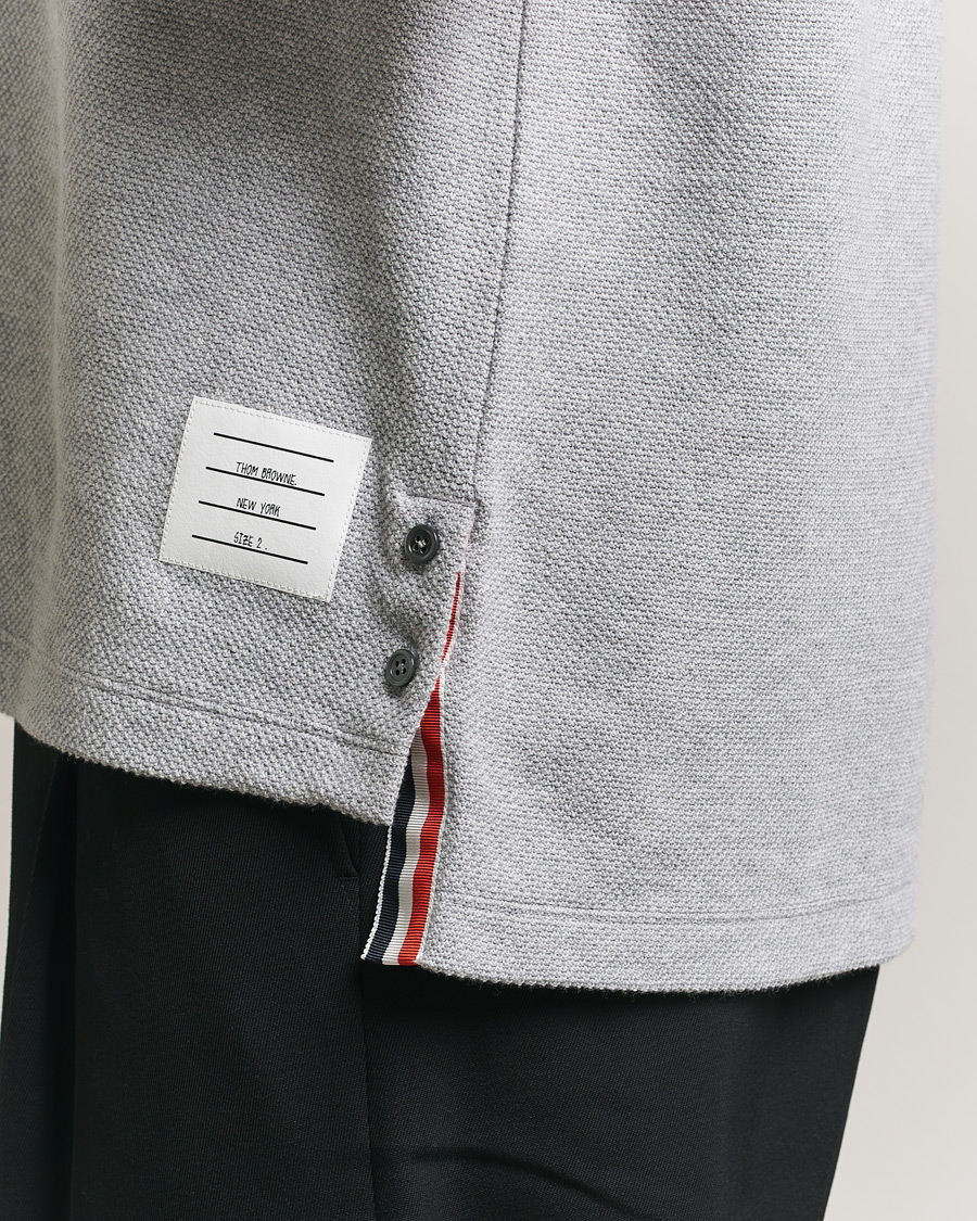Men | T-Shirts | Thom Browne | Textured Pique 4 Bar T-Shirt Pale Grey