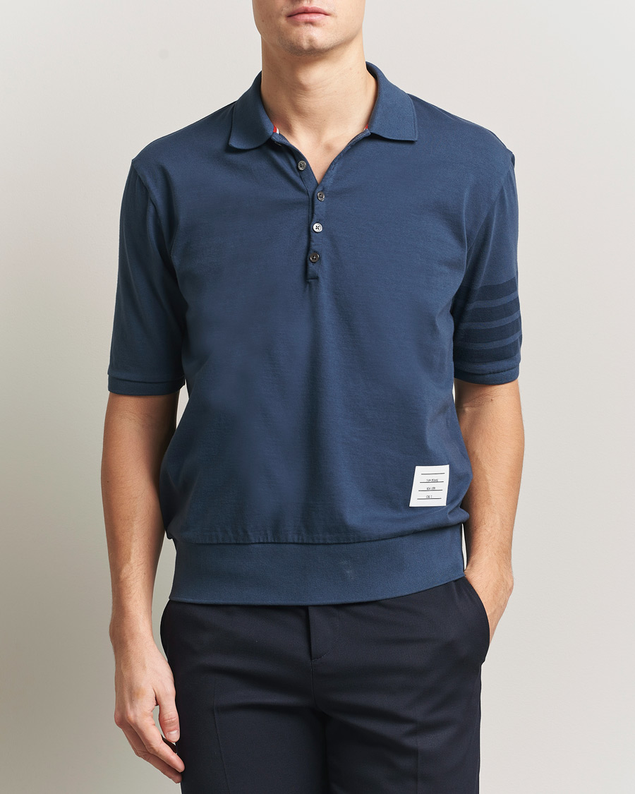 Men | Polo Shirts | Thom Browne | Overdyed 4 Bar Polo Navy