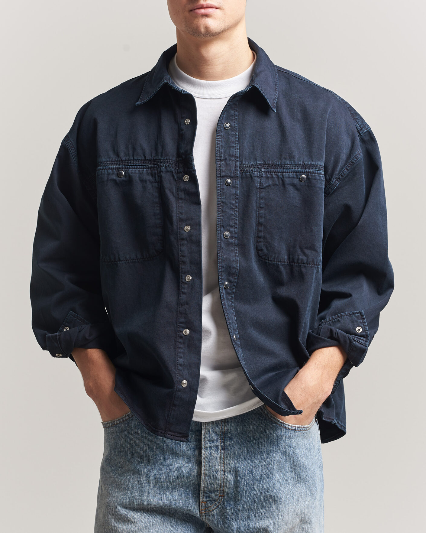 Men | Shirts | Jeanerica | André Pocket Overshirt Blue Black