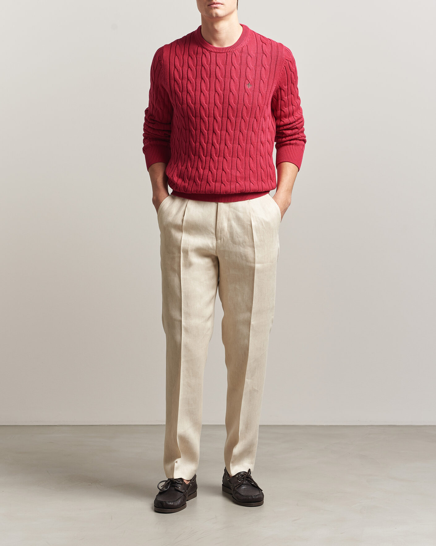 Men | Sweaters & Knitwear | Morris | Ethan Cable Oneck Red