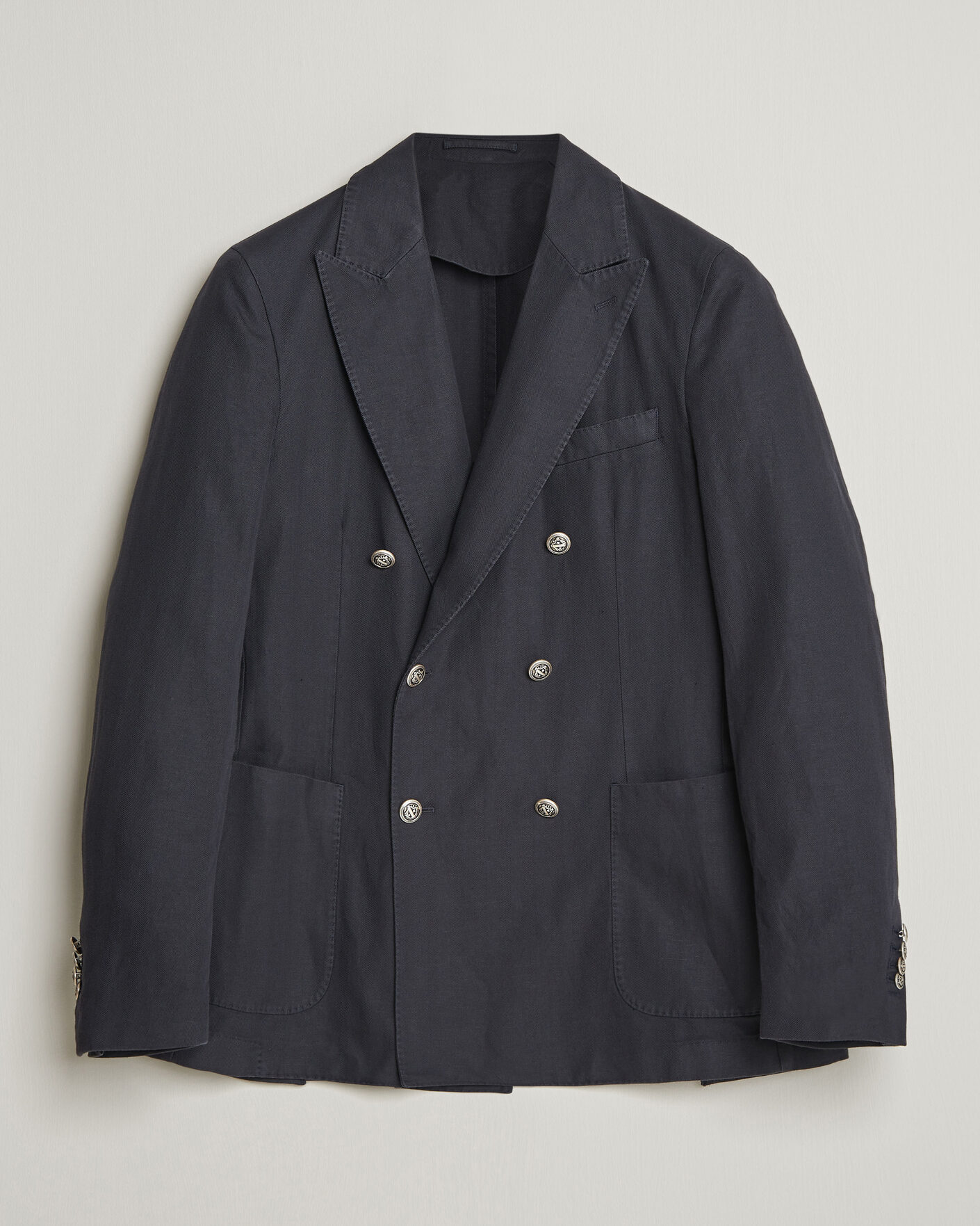 Men | Blazers | Morris | Cotton Herringbone Double Breasted Blazer Blue