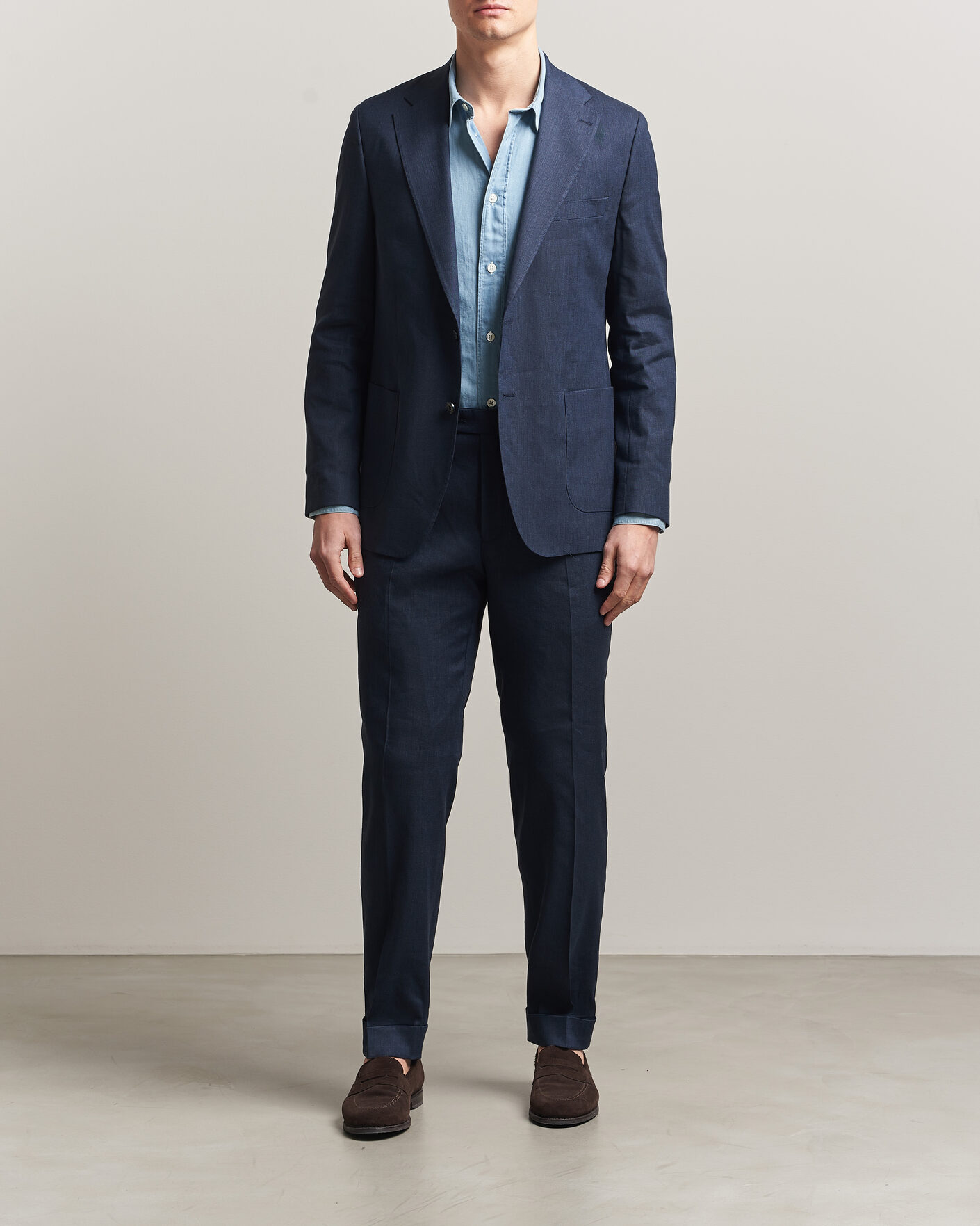 Men | Trousers | Morris | Jack Linen Trousers Navy