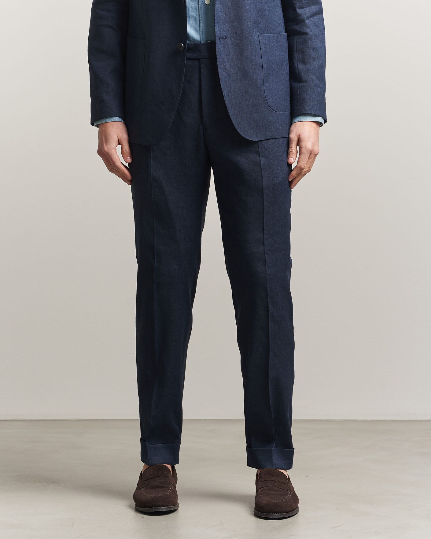 Men | Trousers | Morris | Jack Linen Trousers Navy