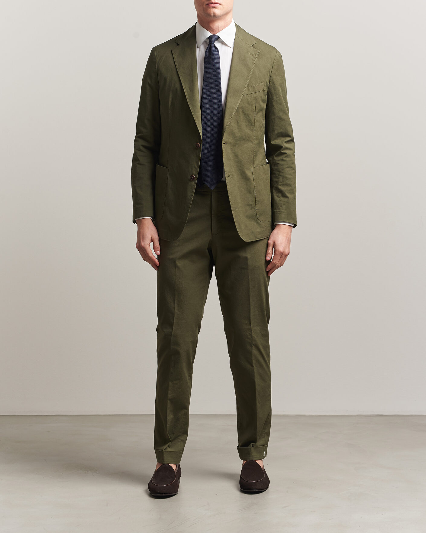 Men | Trousers | Morris | Jack Washed Cotton Trousers Olive