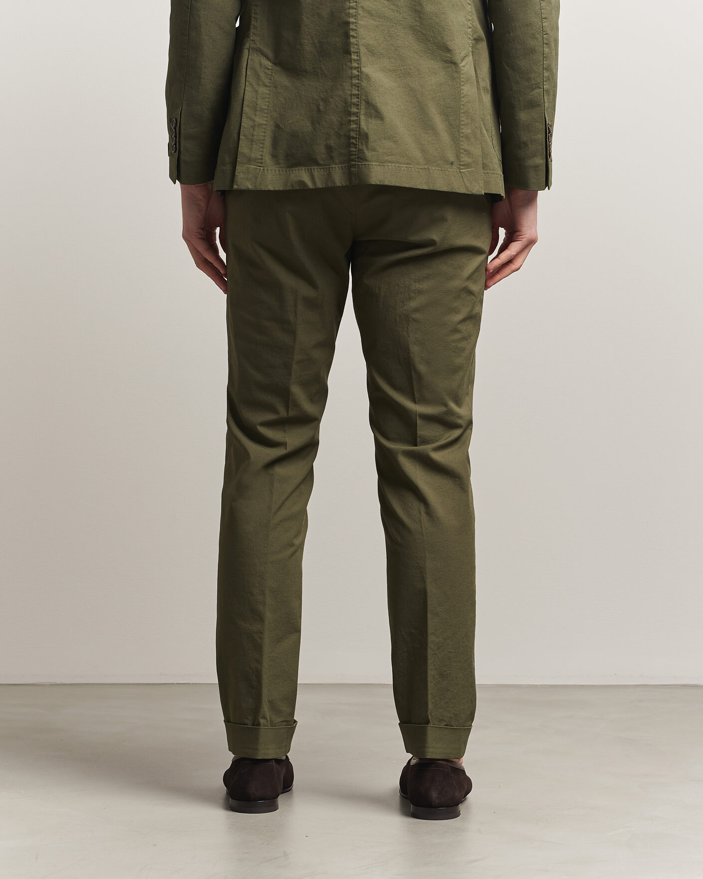 Men | Trousers | Morris | Jack Washed Cotton Trousers Olive