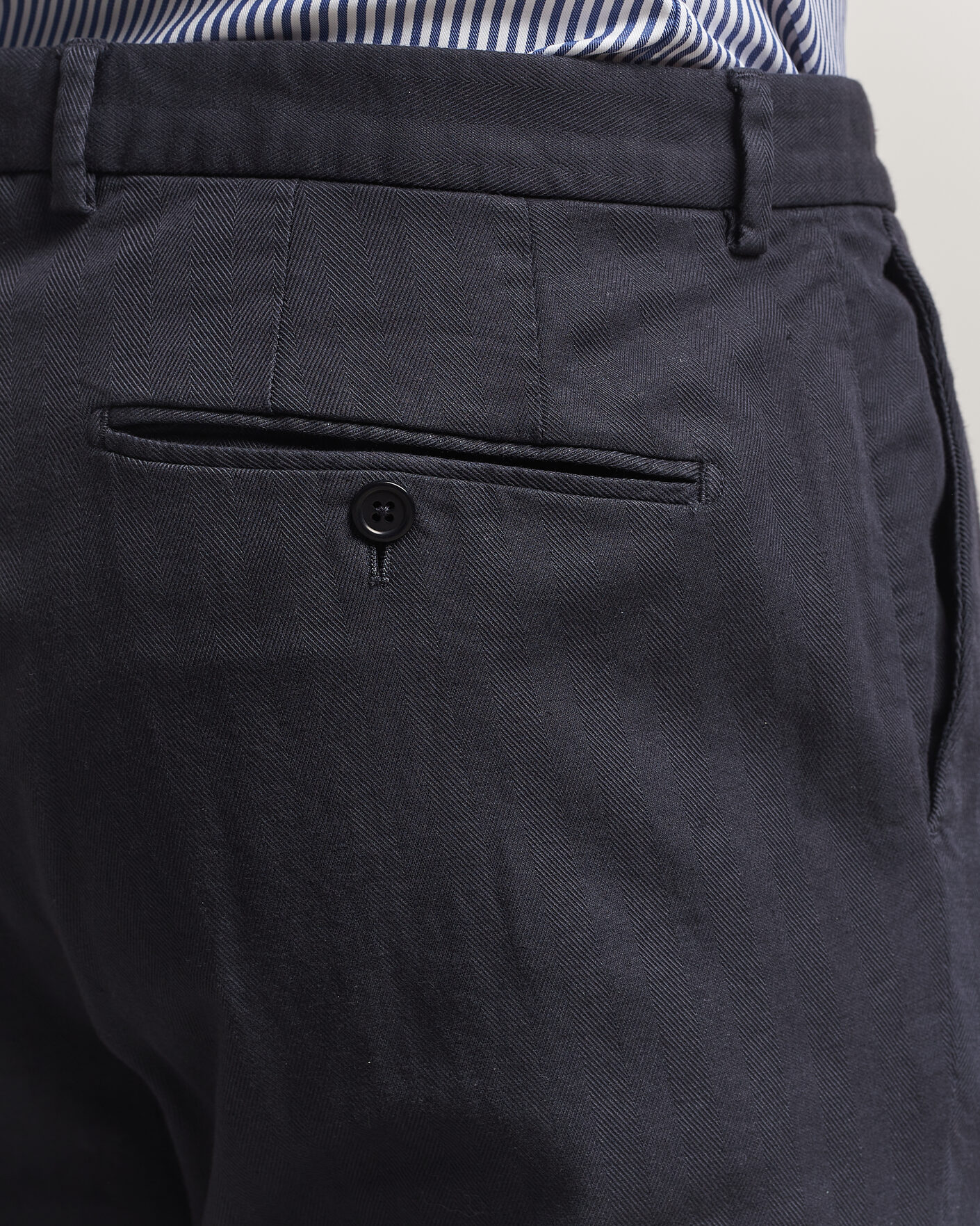 Men | Trousers | Morris | Jack Herringbone Cotton Trousers Blue