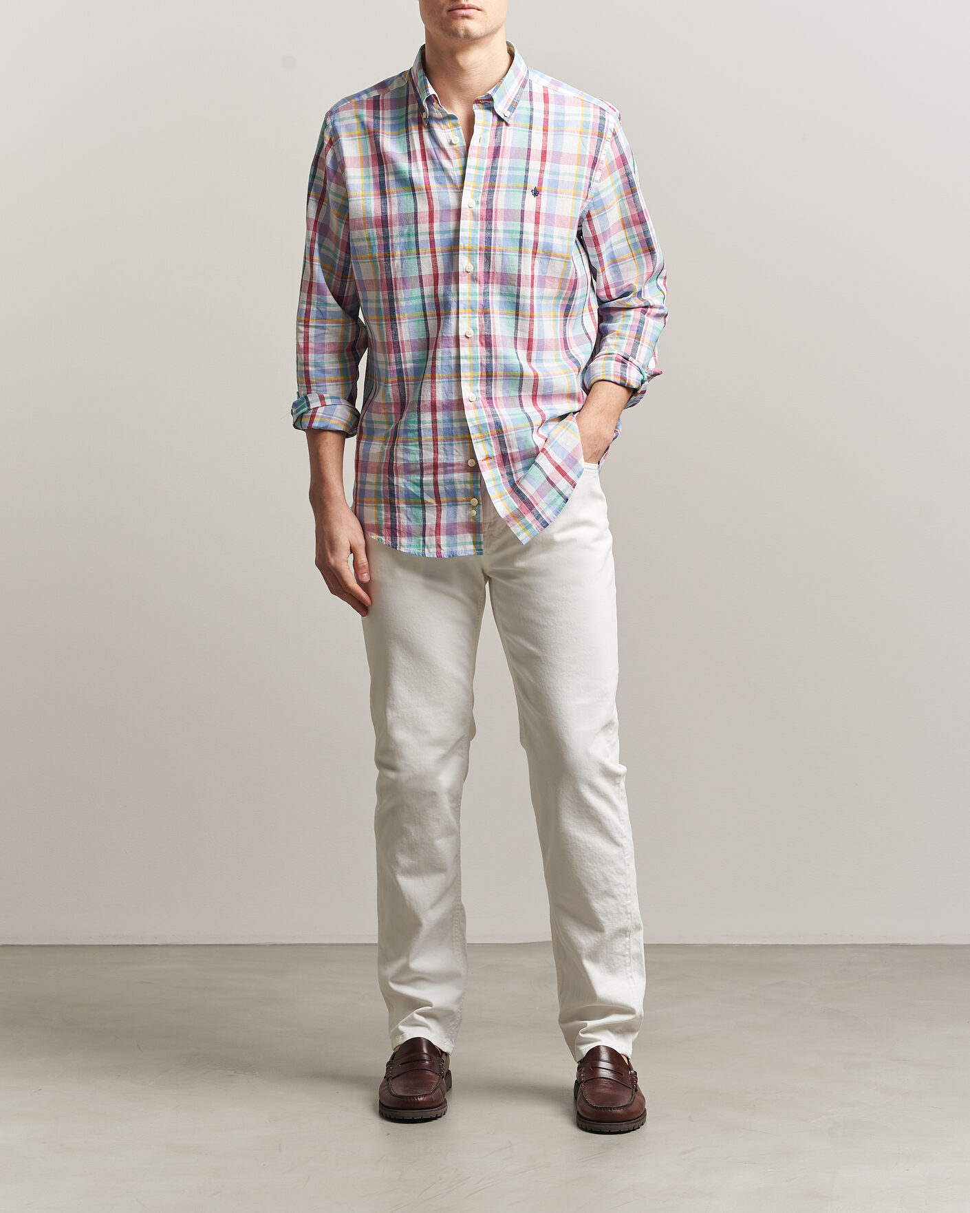 Men | Trousers | Morris | James Brushed 5-Pocket Jeans Off White