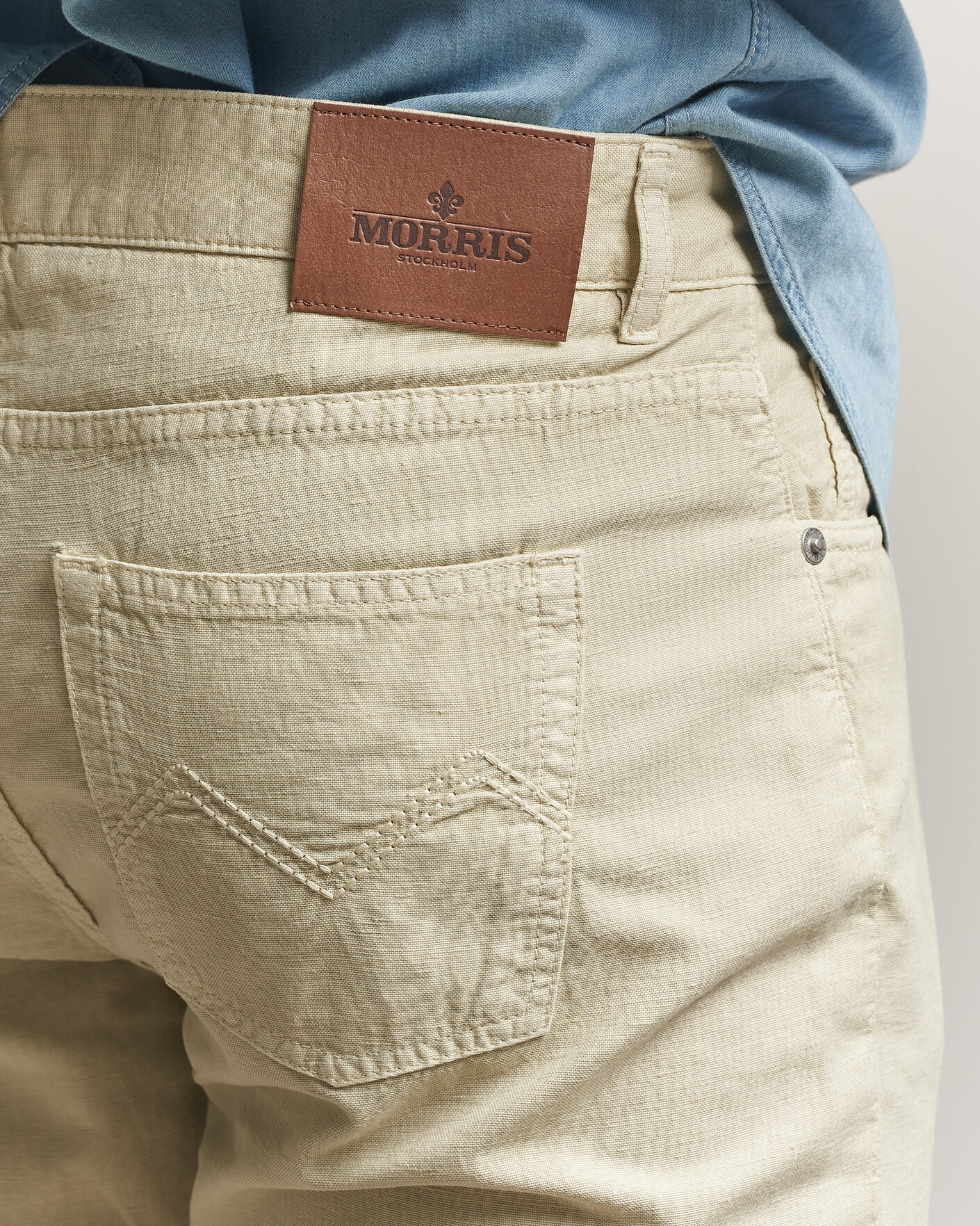 Men | Trousers | Morris | James Washed Linen 5-Pocket Pants Khaki