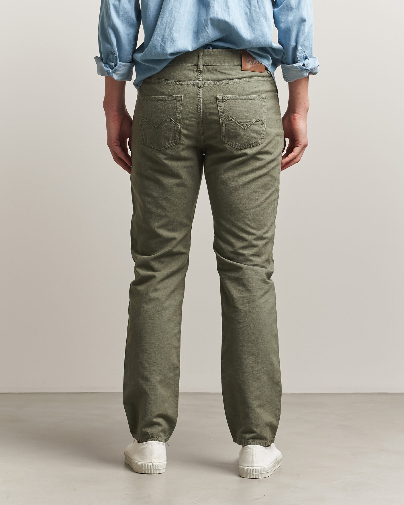 Men | Trousers | Morris | James Washed Linen 5-Pocket Pants Olive