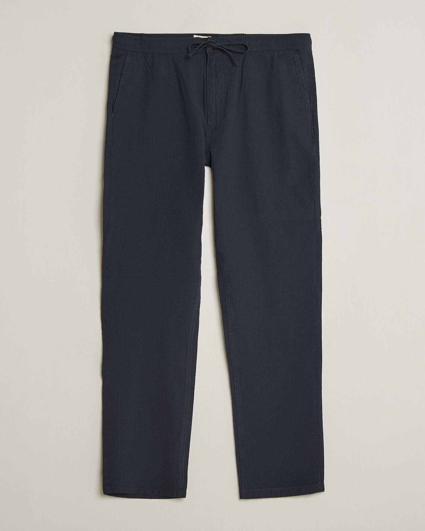 Morris Fenix Seersucker Trousers Dark Blue at CareOfCarl.com