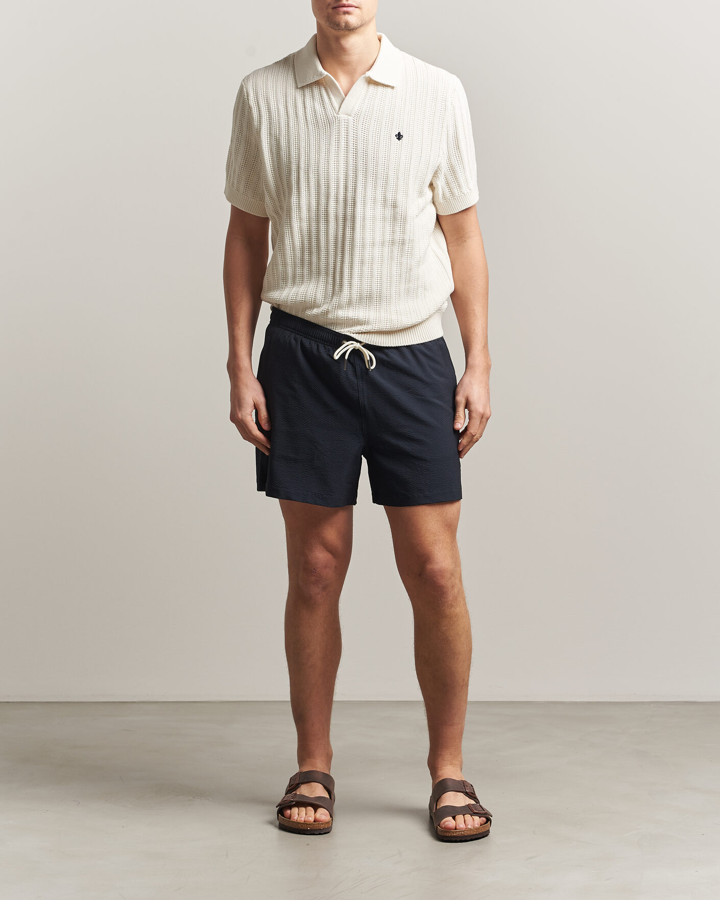 Men | Swimwear | Morris | Seersucker Bathing Trunks Dark Blue