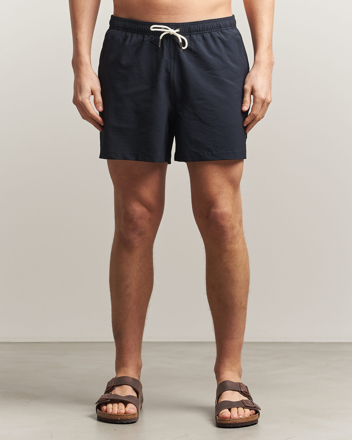 Men | Swimwear | Morris | Seersucker Bathing Trunks Dark Blue