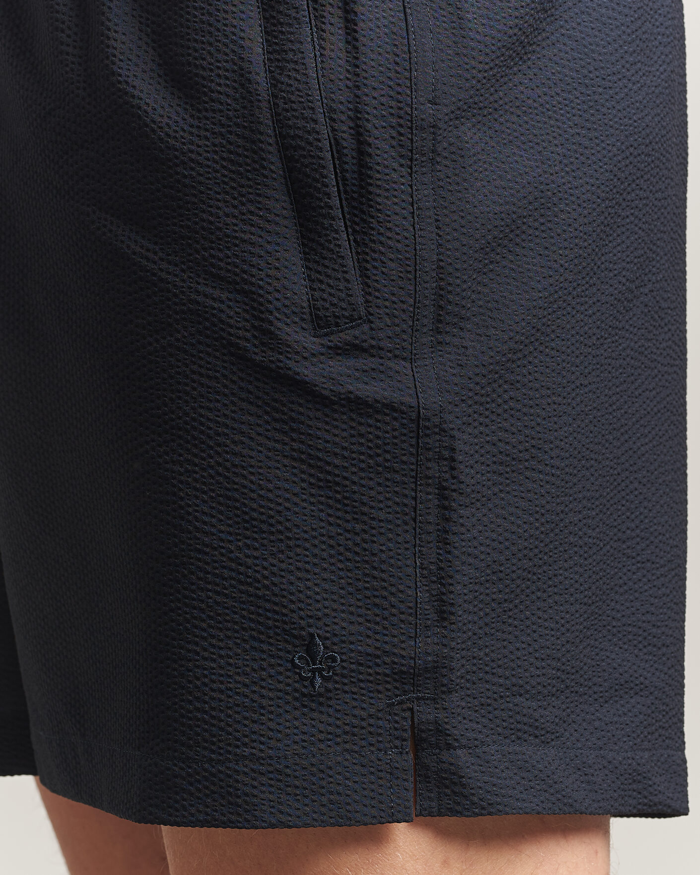 Men | Swimwear | Morris | Seersucker Bathing Trunks Dark Blue