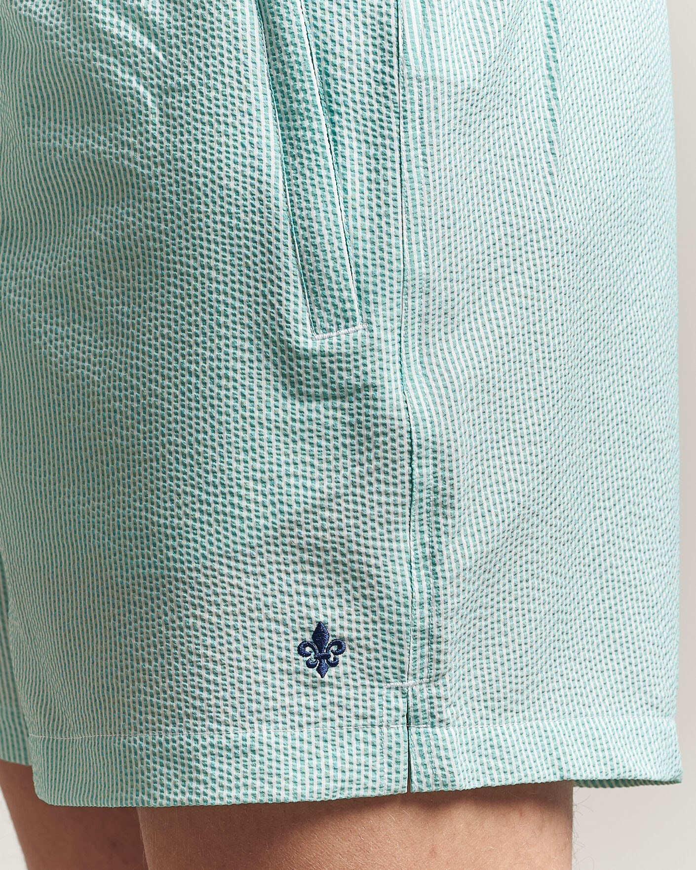 Men | Swimwear | Morris | Seersucker Bathing Trunks Green