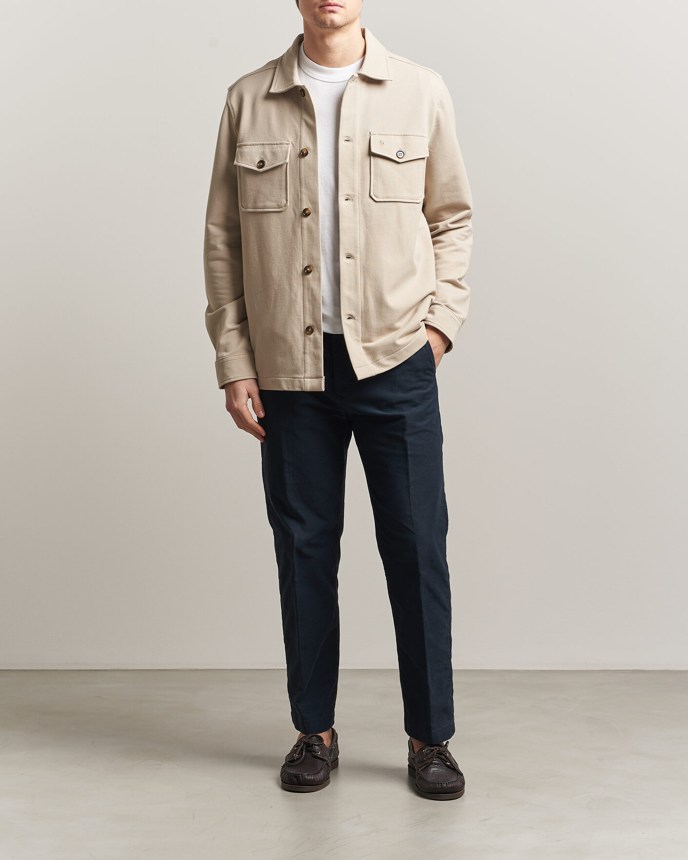 Men | Shirts | Morris | Andrew Jersey Overshirt Khaki