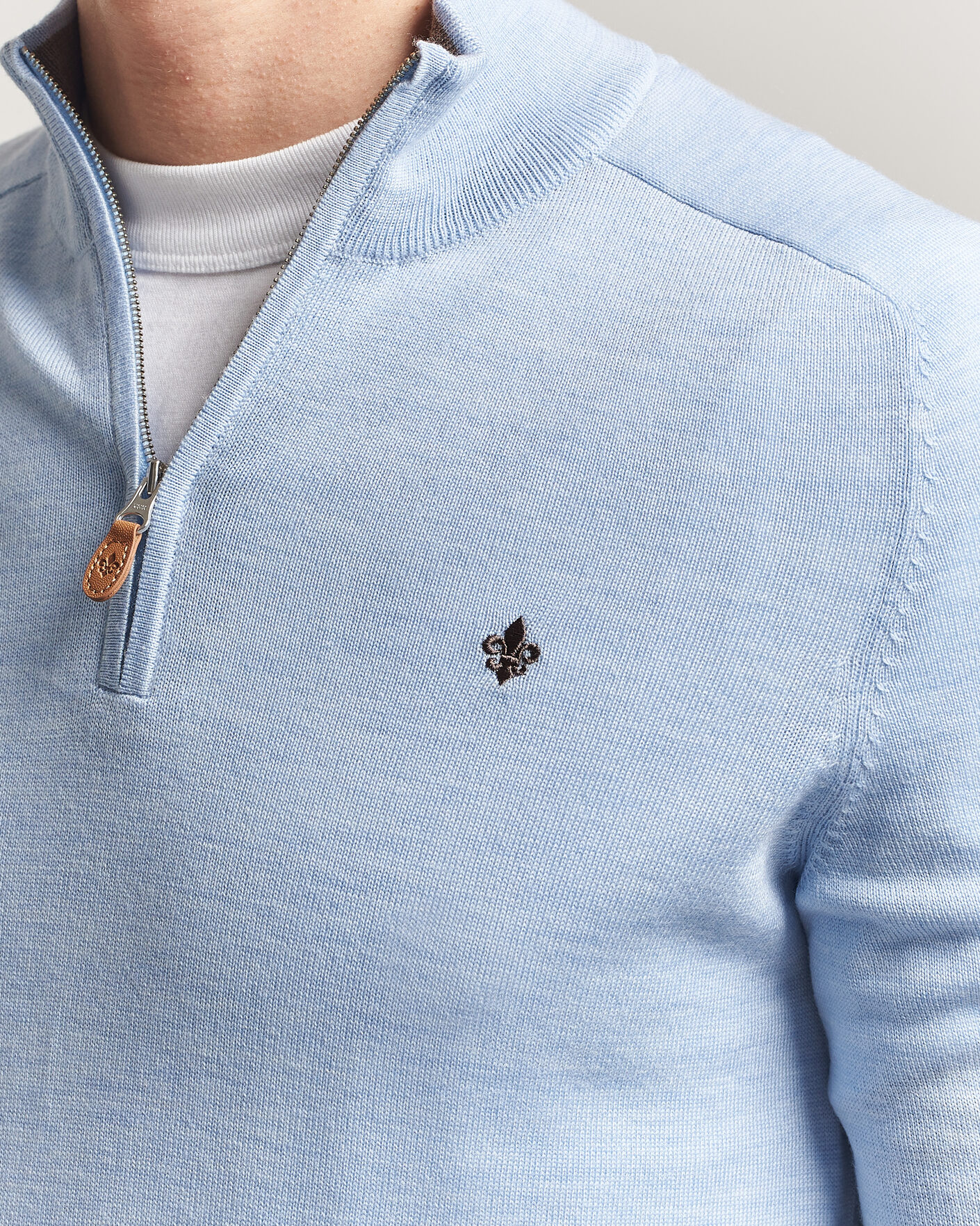 Men | Sweaters & Knitwear | Morris | John Merino Half-Zip Light Blue