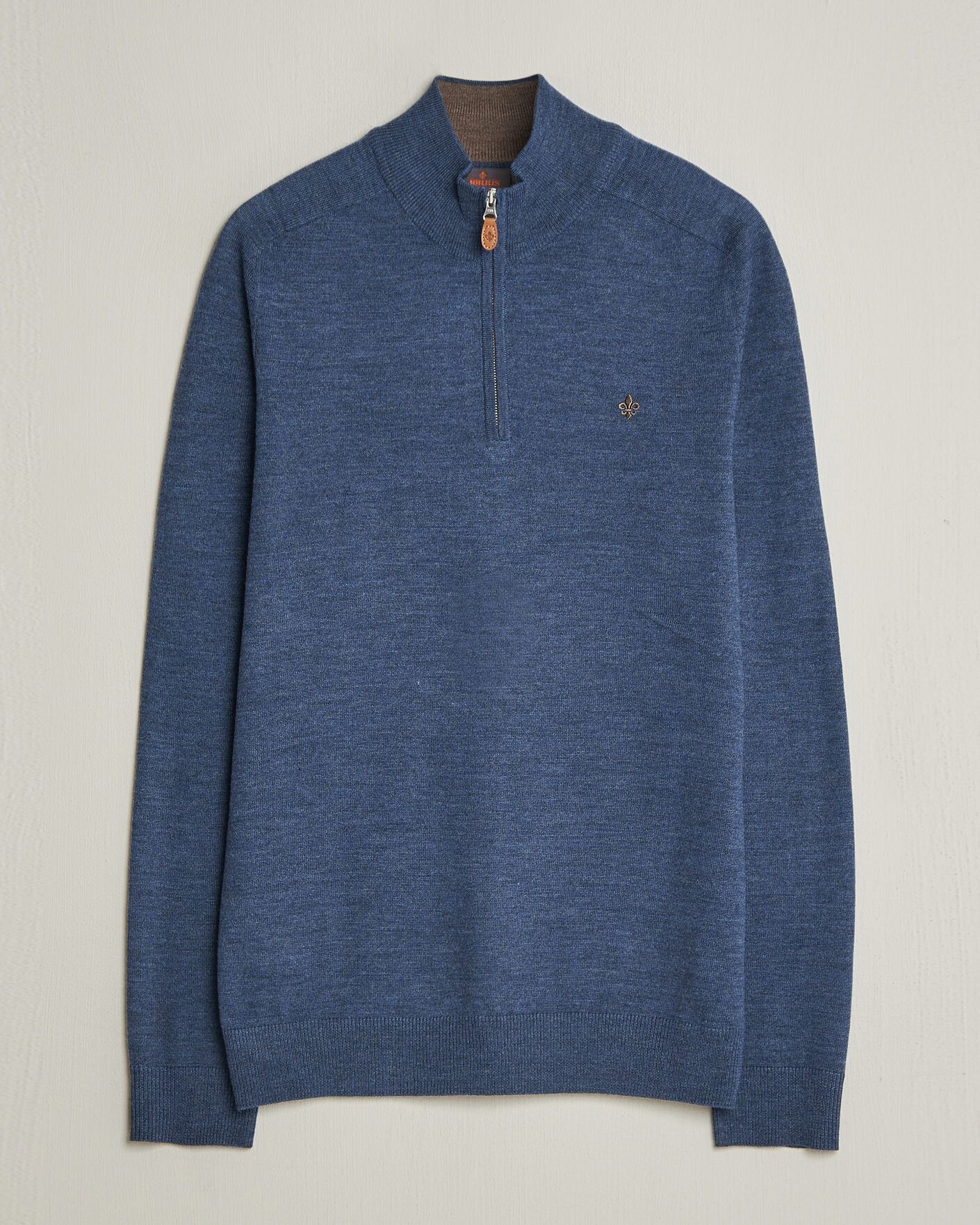 Men | Sweaters & Knitwear | Morris | John Merino Half-Zip Blue