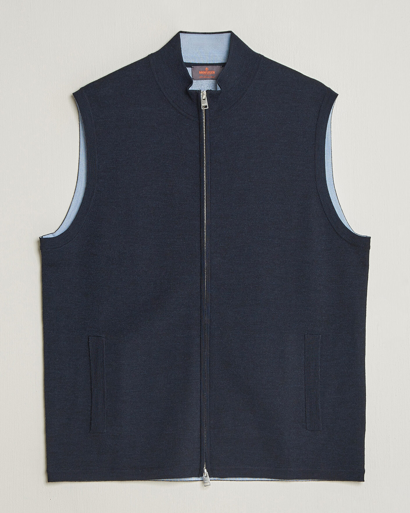 Men | Sweaters & Knitwear | Morris | Merino Double Zip Vest Navy
