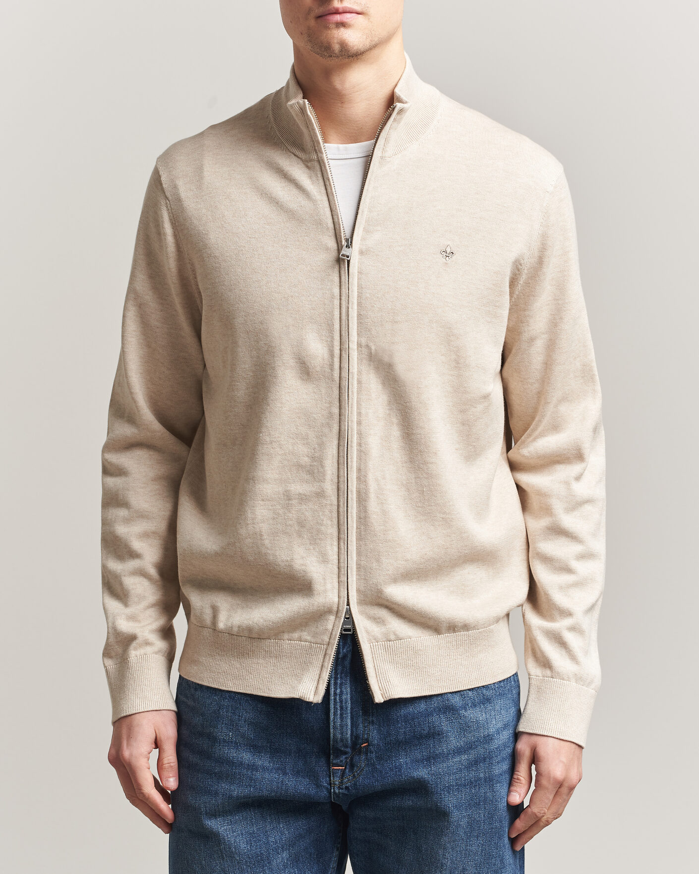 Men | Sweaters & Knitwear | Morris | Riley Zip Cardigan Khaki