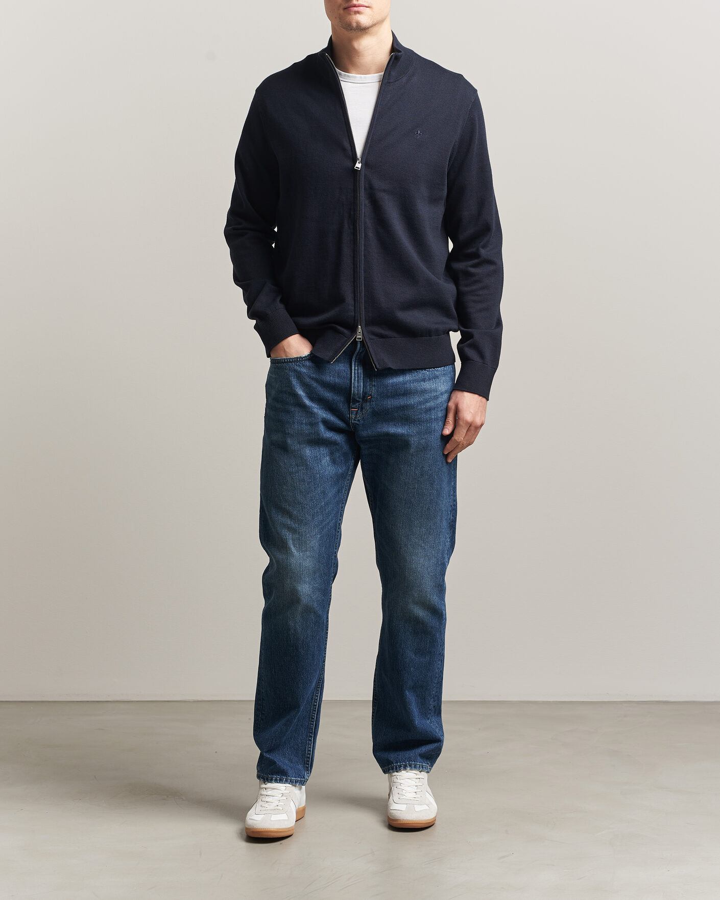 Men | Sweaters & Knitwear | Morris | Riley Zip Cardigan Navy
