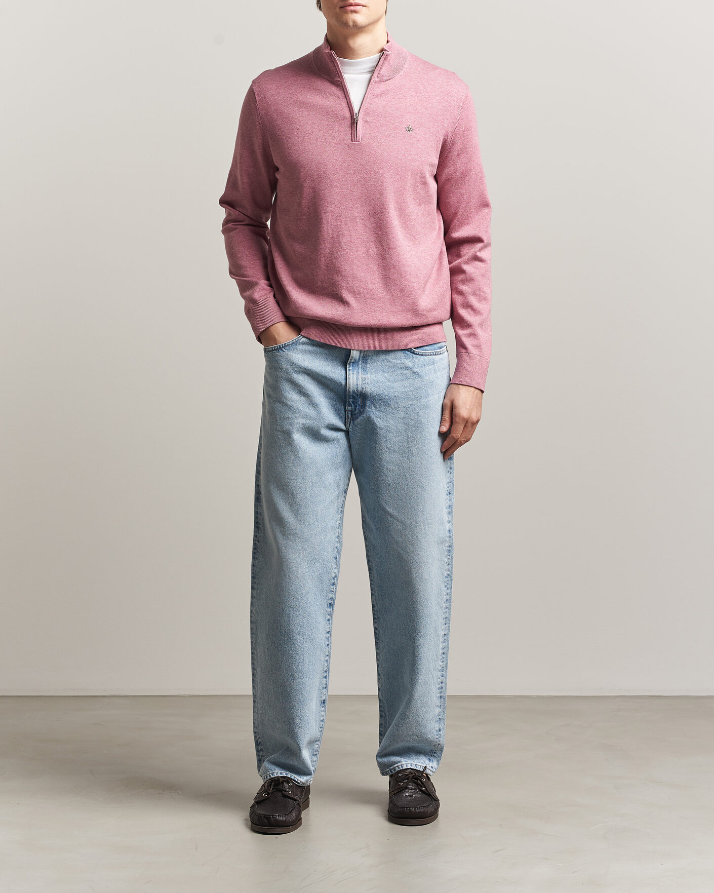 Men | Sweaters & Knitwear | Morris | Riley Half-Zip Pink