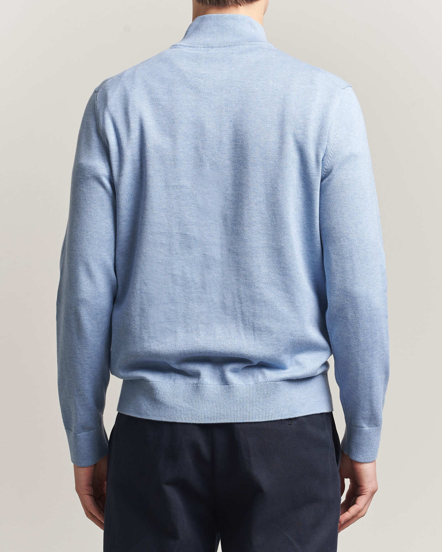 Men | Sweaters & Knitwear | Morris | Riley Half-Zip Light Blue