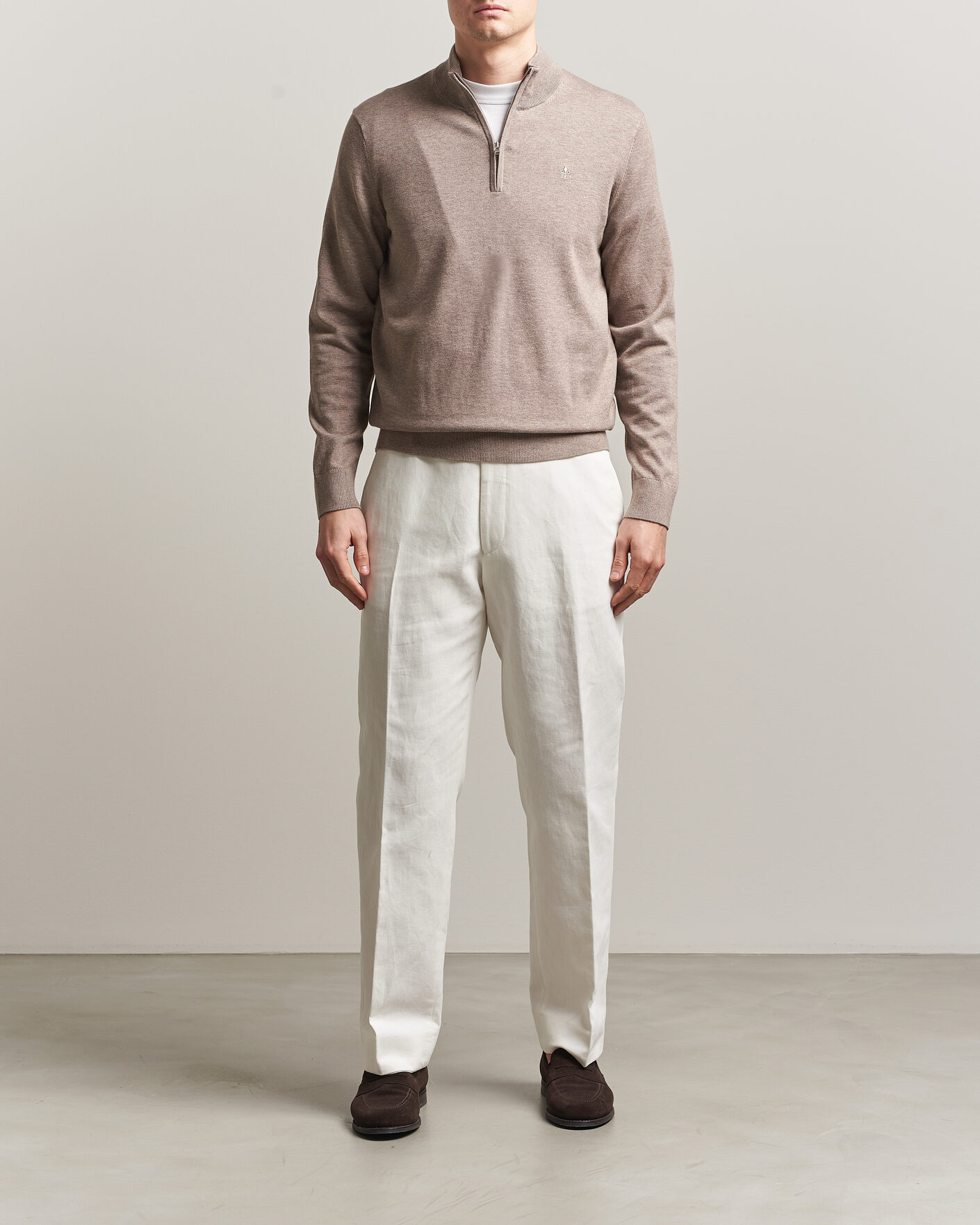 Men | Sweaters & Knitwear | Morris | Riley Half-Zip Brown
