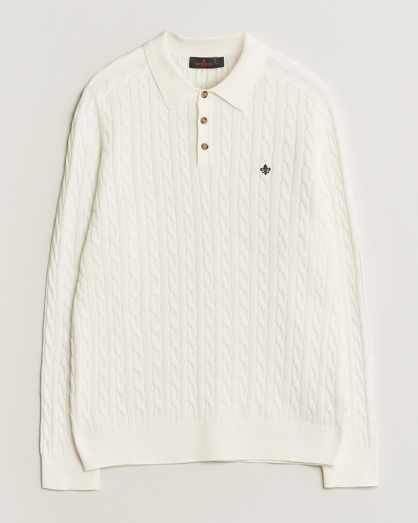 Men | Sweaters & Knitwear | Morris | Lancaster Cable Polo Off White
