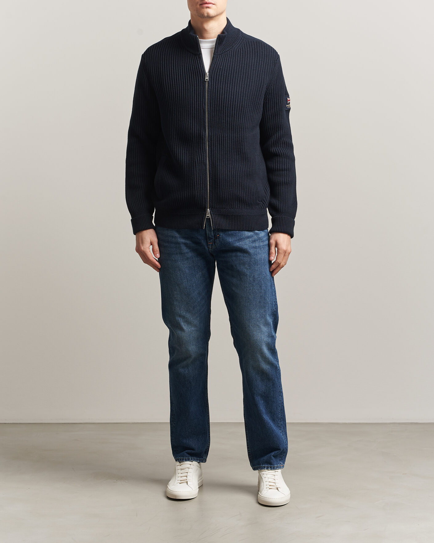 Men | Sweaters & Knitwear | Morris | Brenton Full-Zip Cardigan Navy