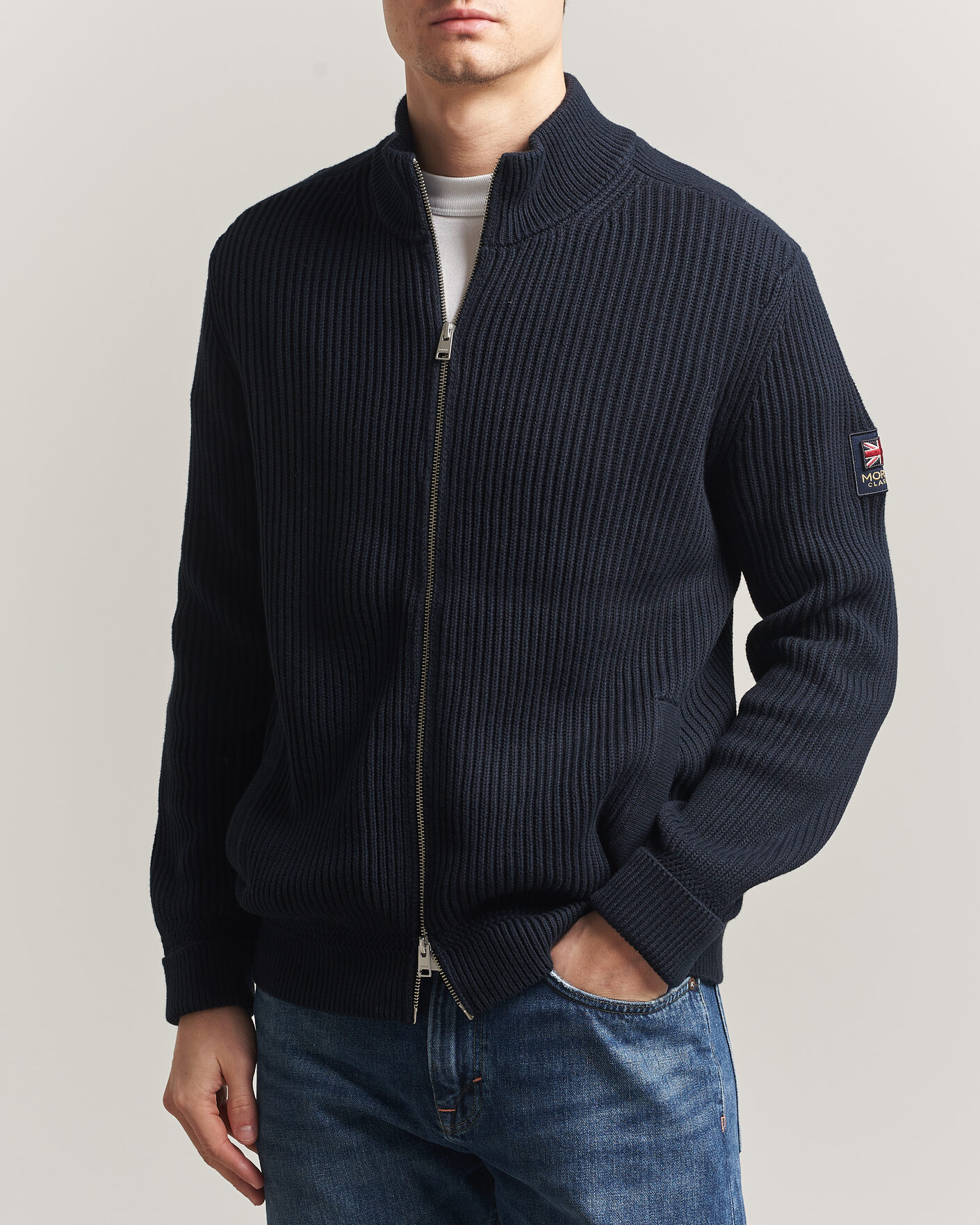 Men | Sweaters & Knitwear | Morris | Brenton Full-Zip Cardigan Navy