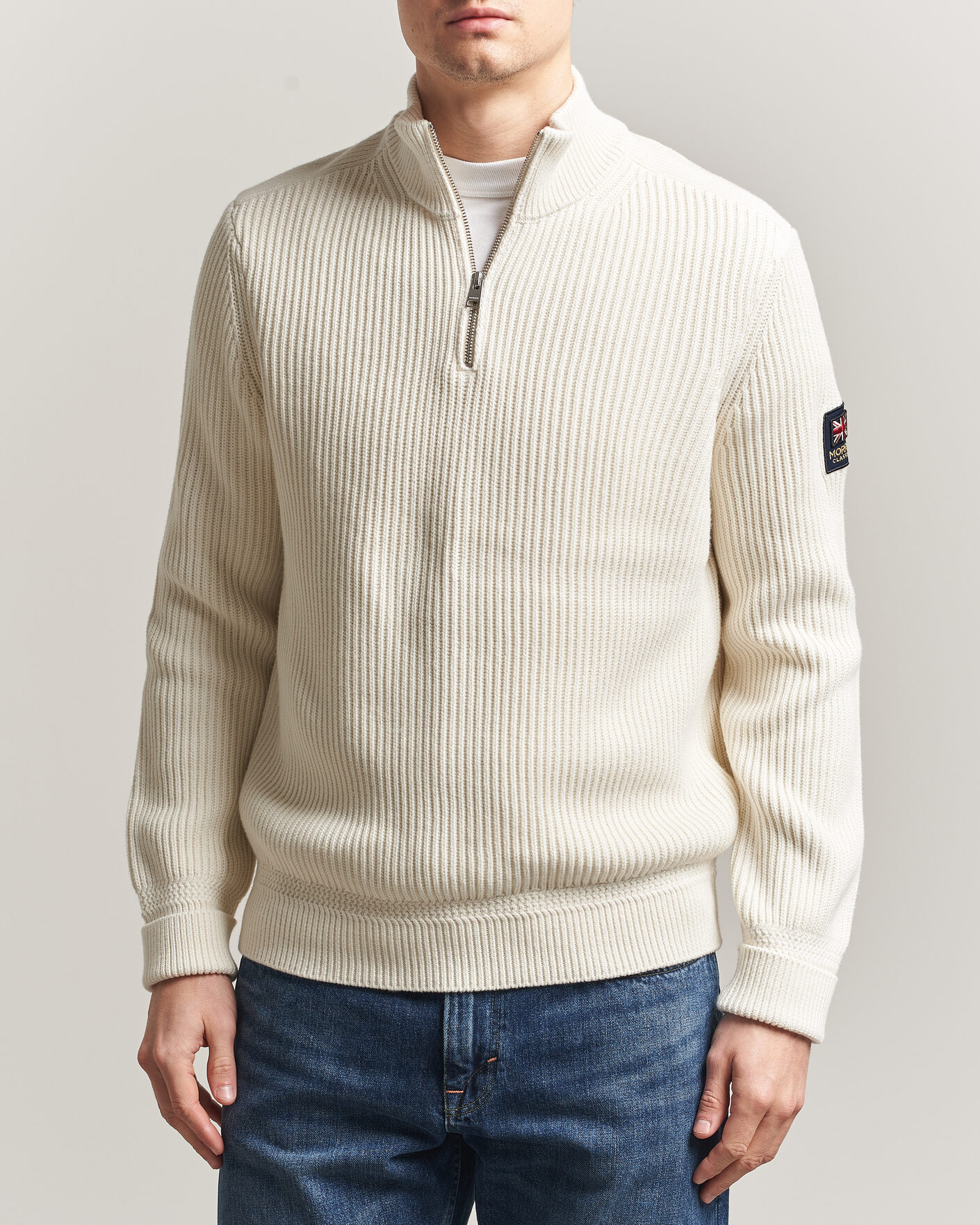 Men | Sweaters & Knitwear | Morris | Brenton Half-Zip Off White