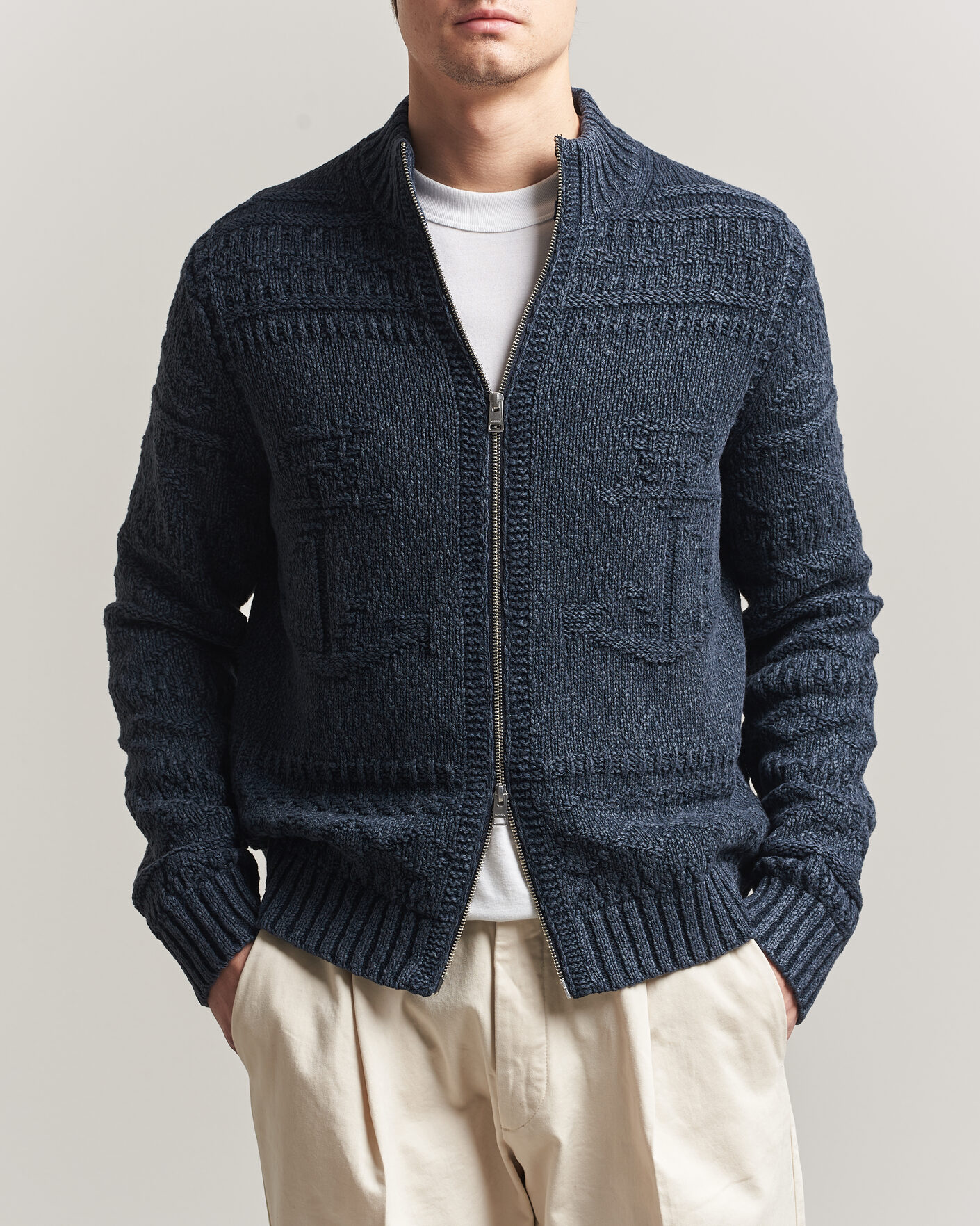 Morris Chatham Knitted Jacket Navy at CareOfCarl.com
