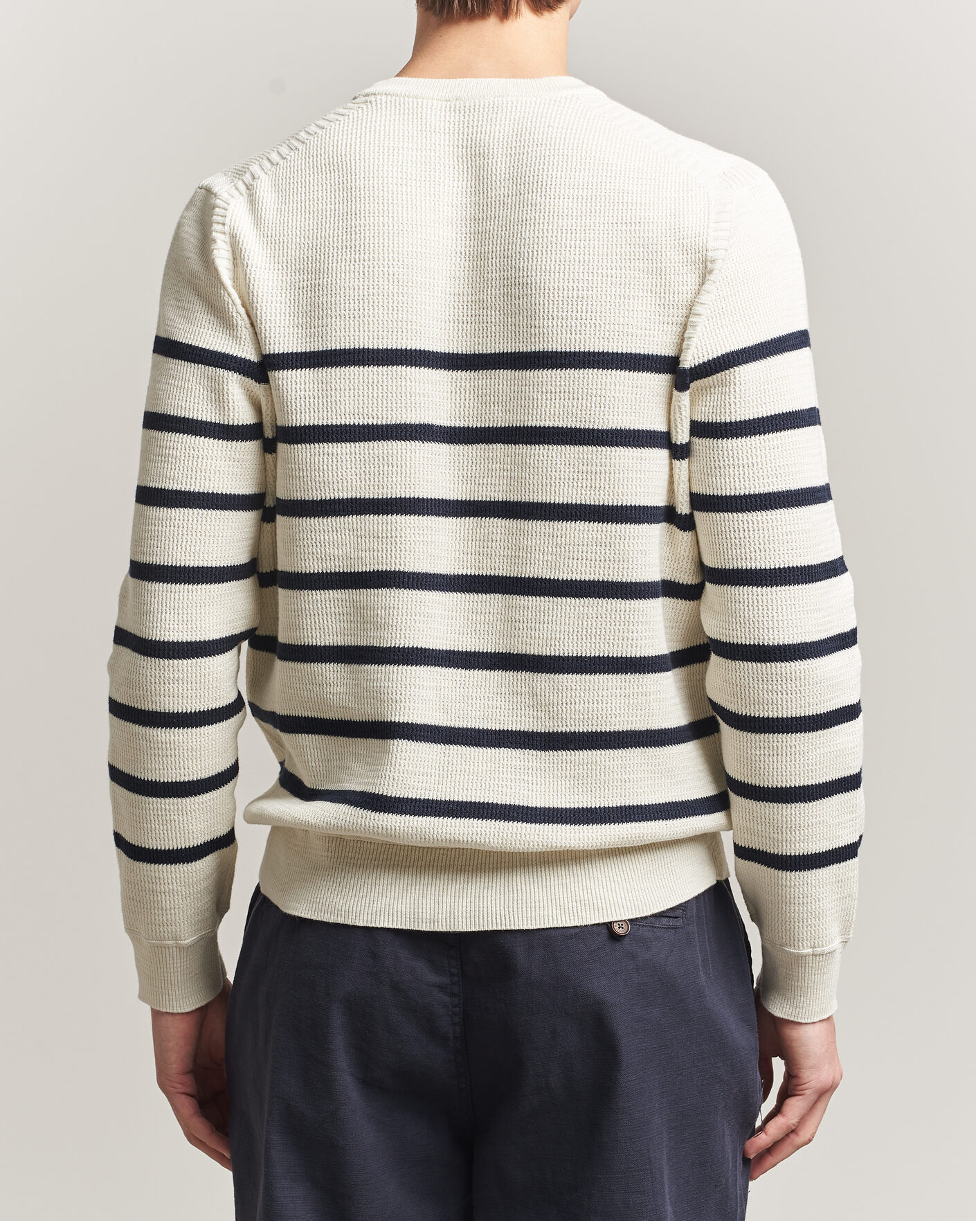 Morris Benedict Stripe Oneck Off White at CareOfCarl.com