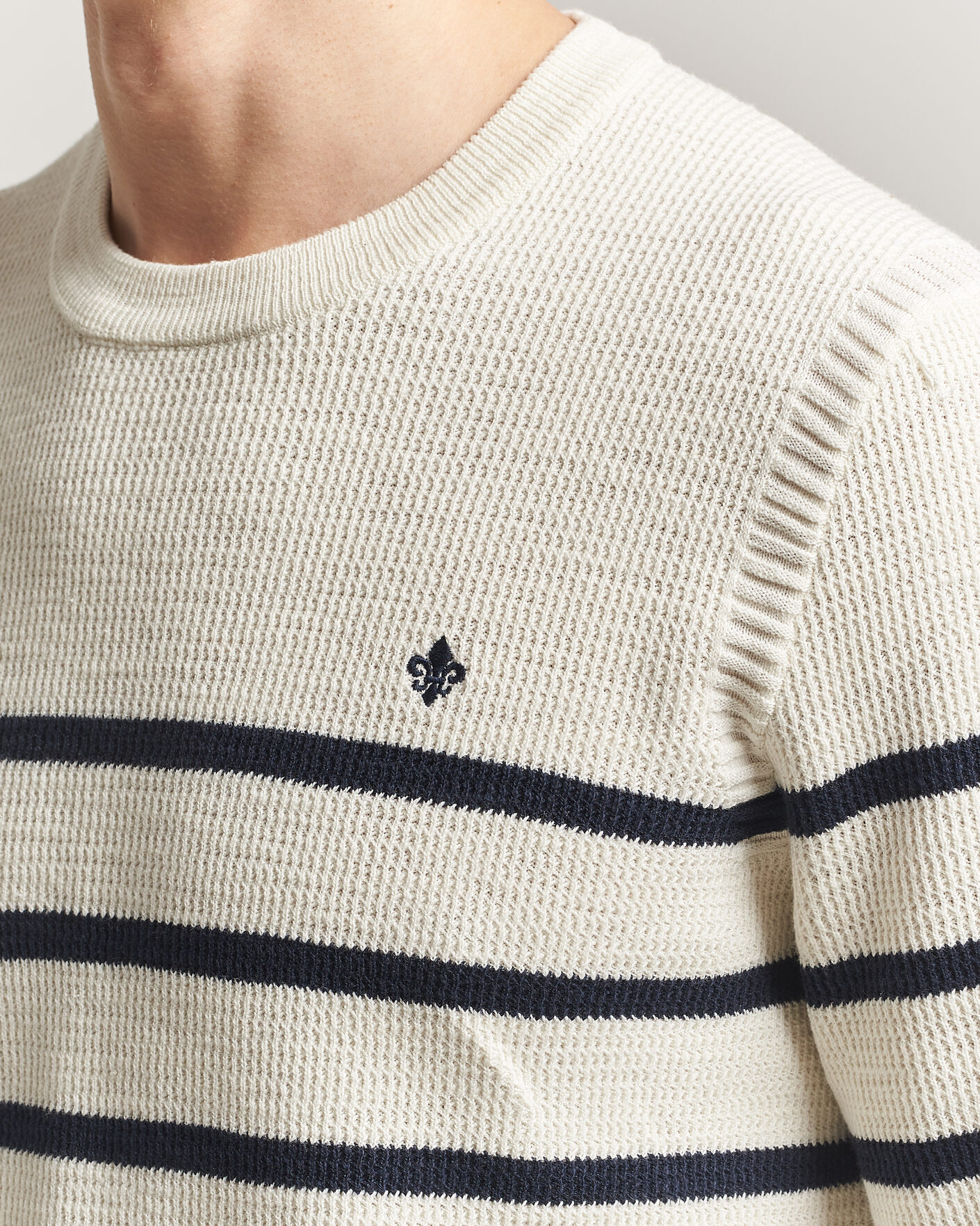 Men | Sweaters & Knitwear | Morris | Benedict Stripe Oneck Off White