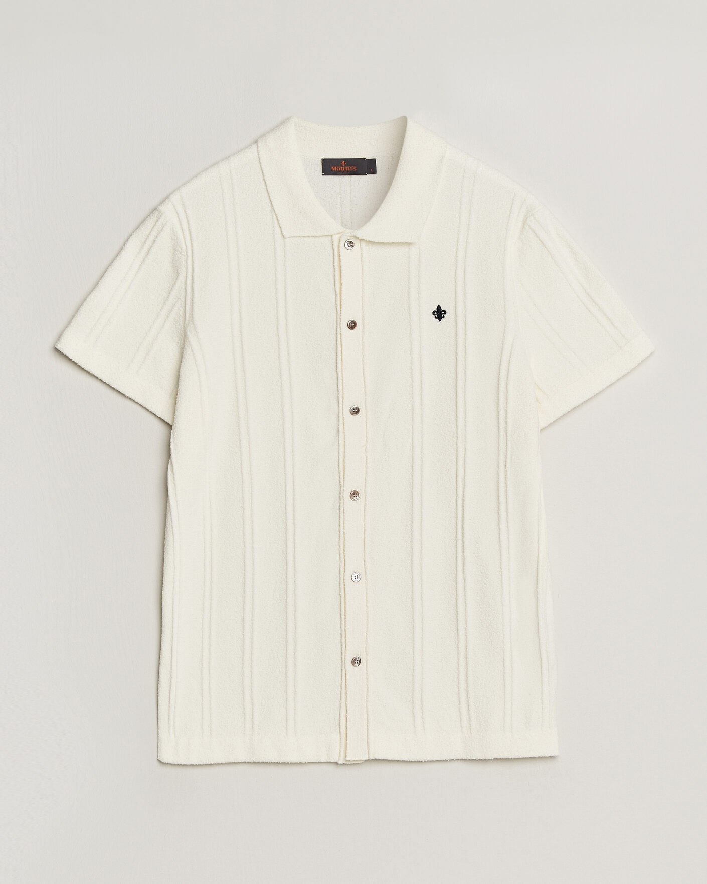 Morris Clayton Knitted Short Sleeve Shirt Off White at CareOfCarl.com