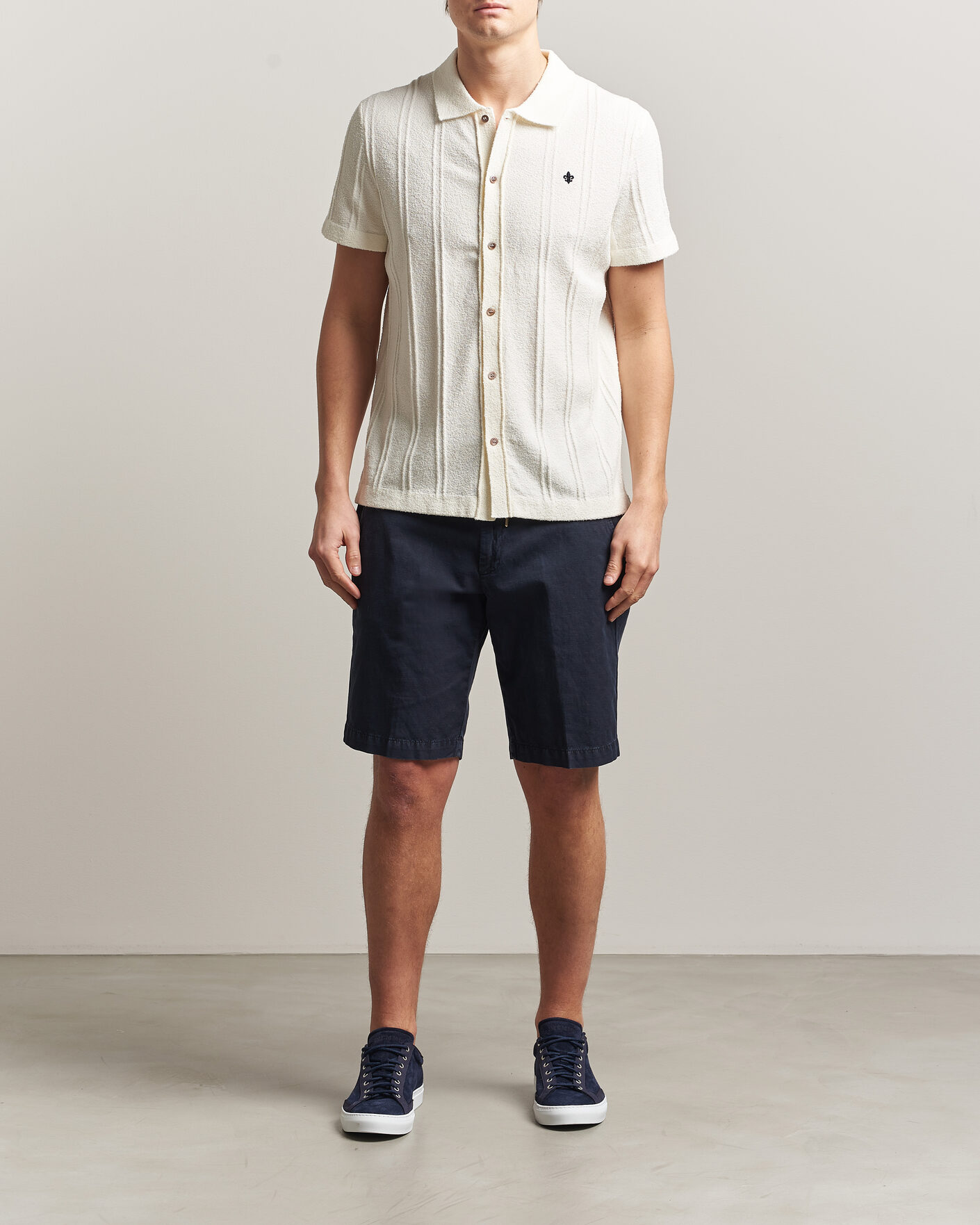 Morris Clayton Knitted Short Sleeve Shirt Off White at CareOfCarl.com