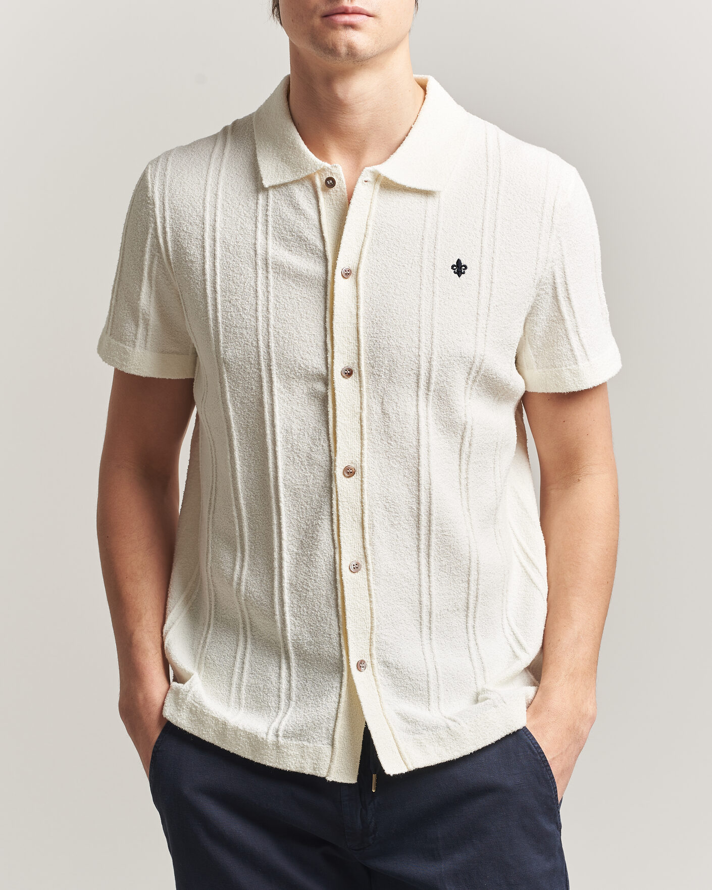 トップス 00s POLOGOLF CLAYTON Short SleeveShirts Morris Clayton Knitted Short Sleeve Shirt Off White at CareOfCarl.com
