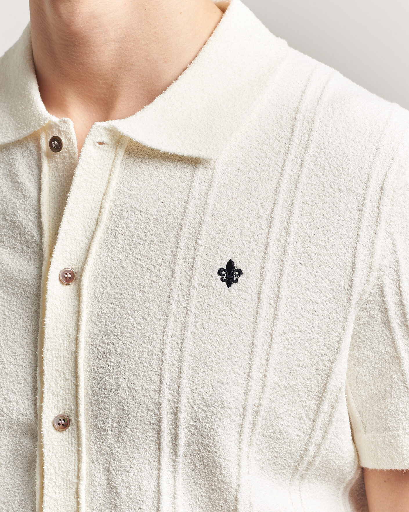 Morris Clayton Knitted Short Sleeve Shirt Off White at CareOfCarl.com