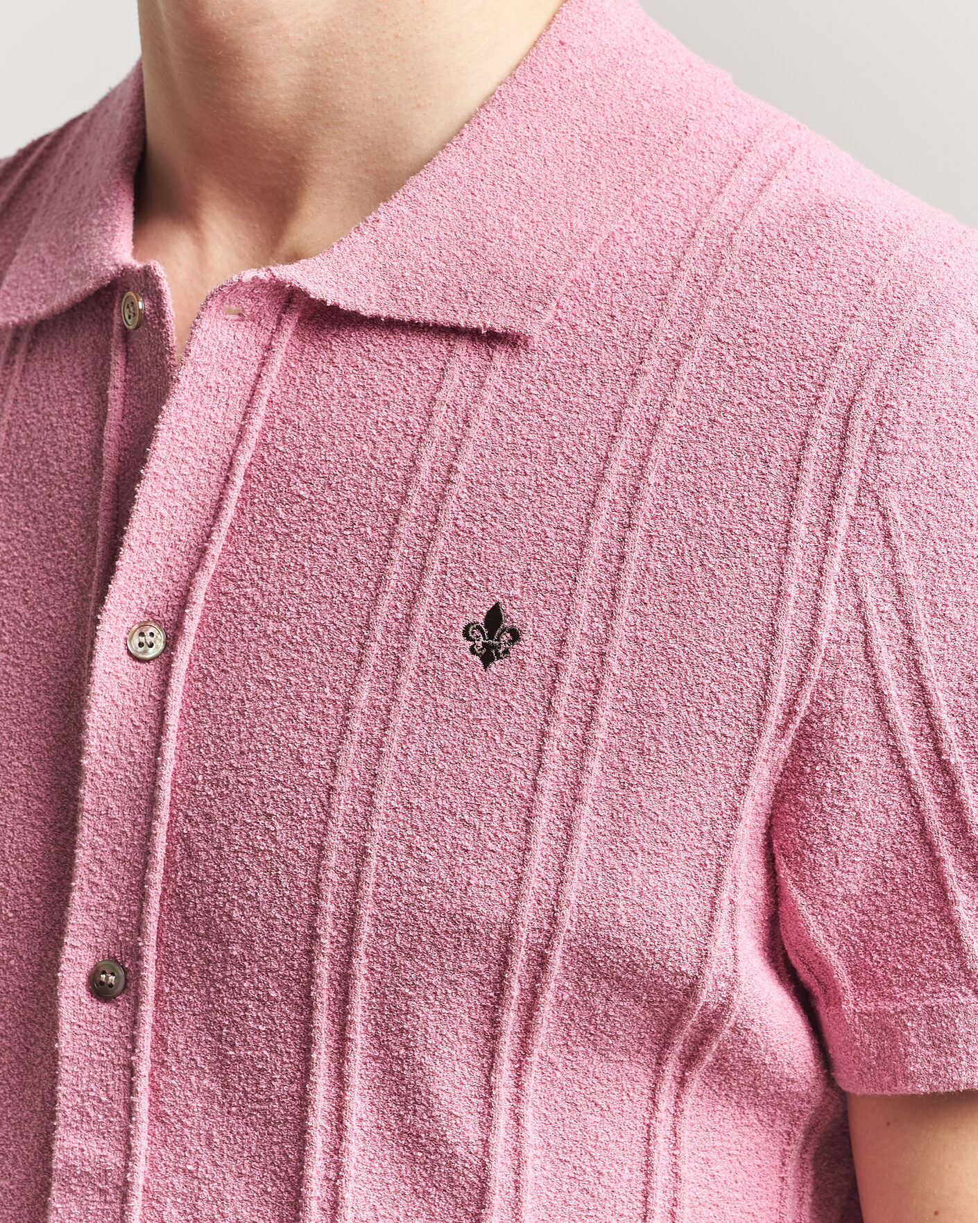 Men | Shirts | Morris | Clayton Knitted Short Sleeve Shirt Pink