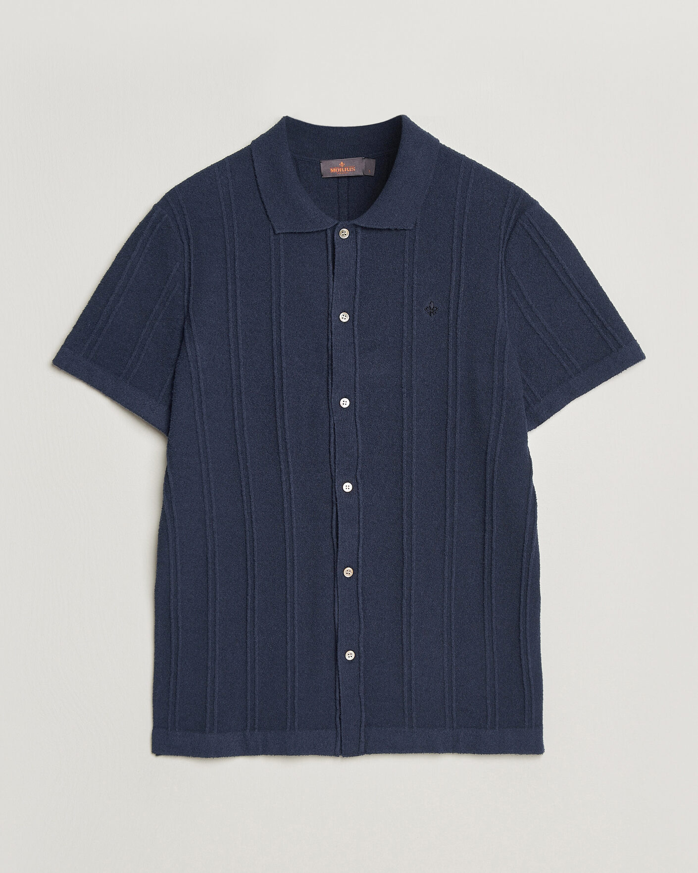 Men | Shirts | Morris | Clayton Knitted Short Sleeve Shirt Dark Blue