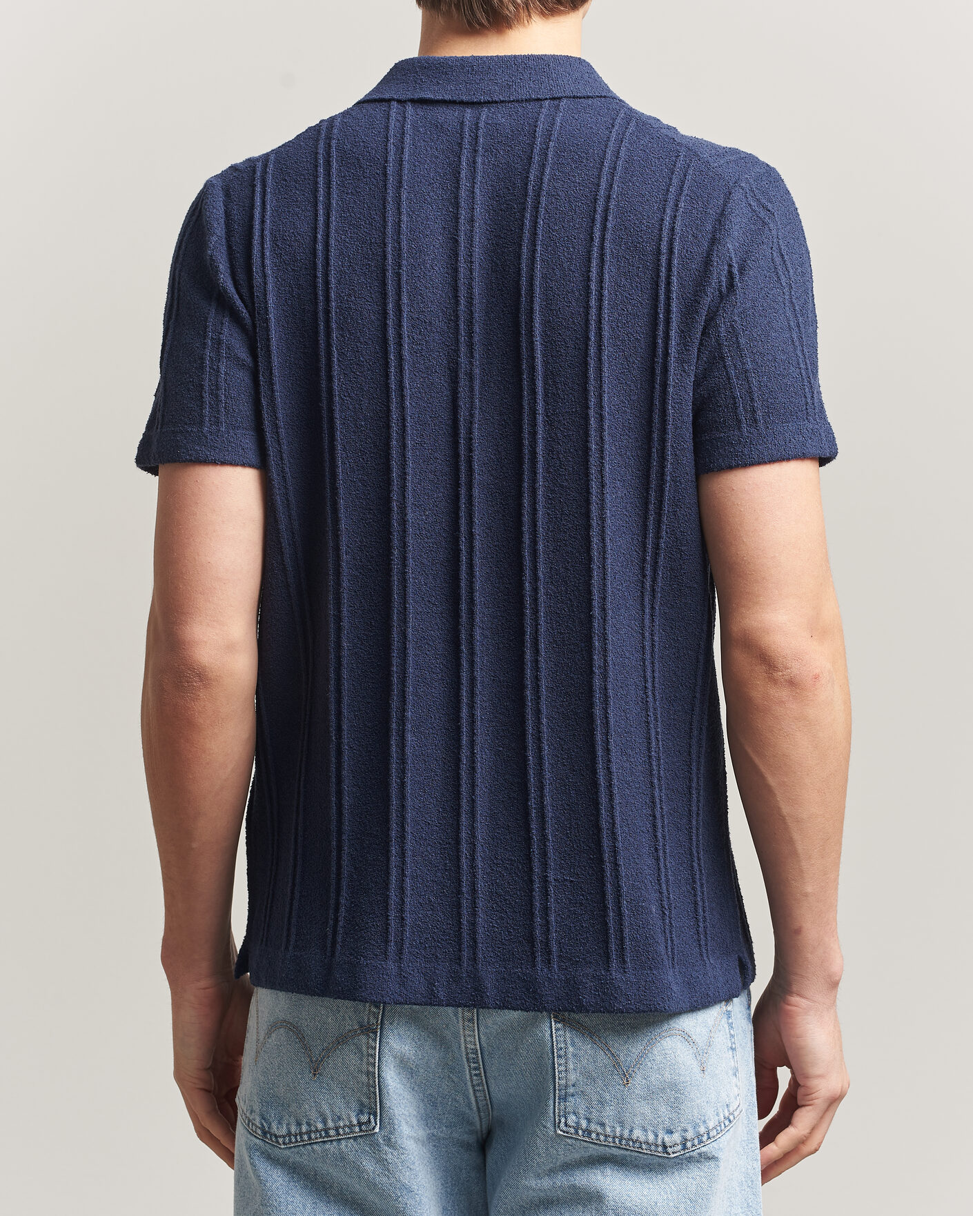 Men | Shirts | Morris | Clayton Knitted Short Sleeve Shirt Dark Blue