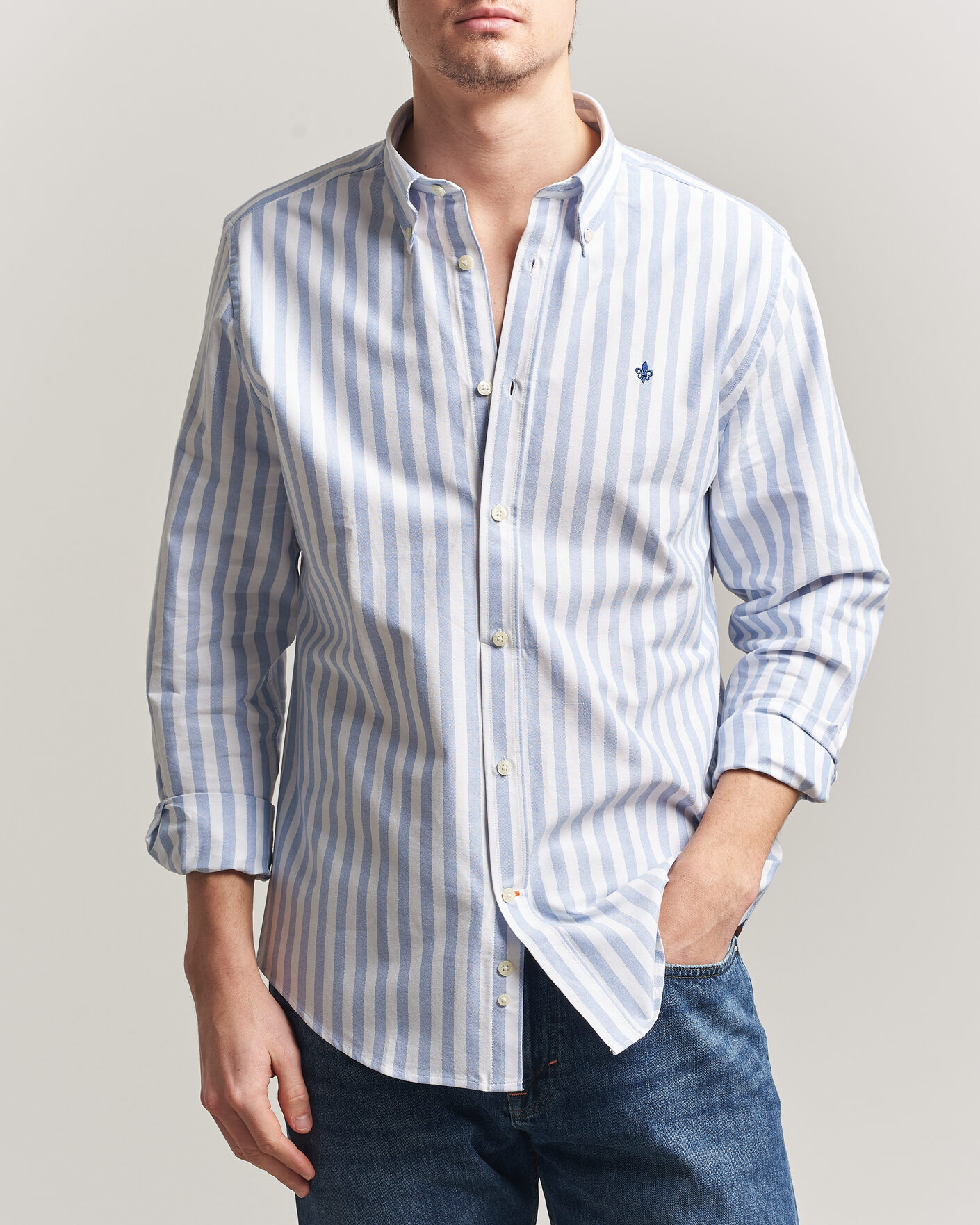 Men | Shirts | Morris | Douglas Striped Oxford Shirt Light Blue