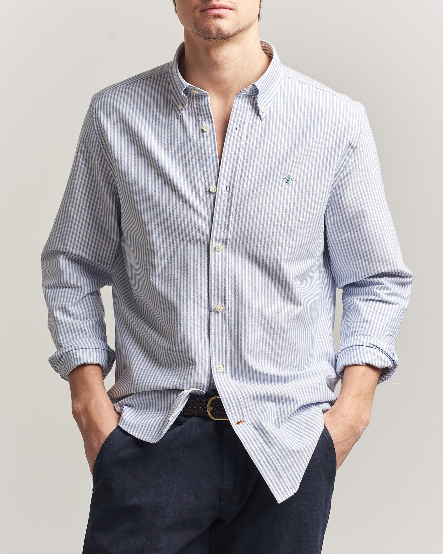 Men | Shirts | Morris | Douglas Striped Oxford Shirt Dark Blue