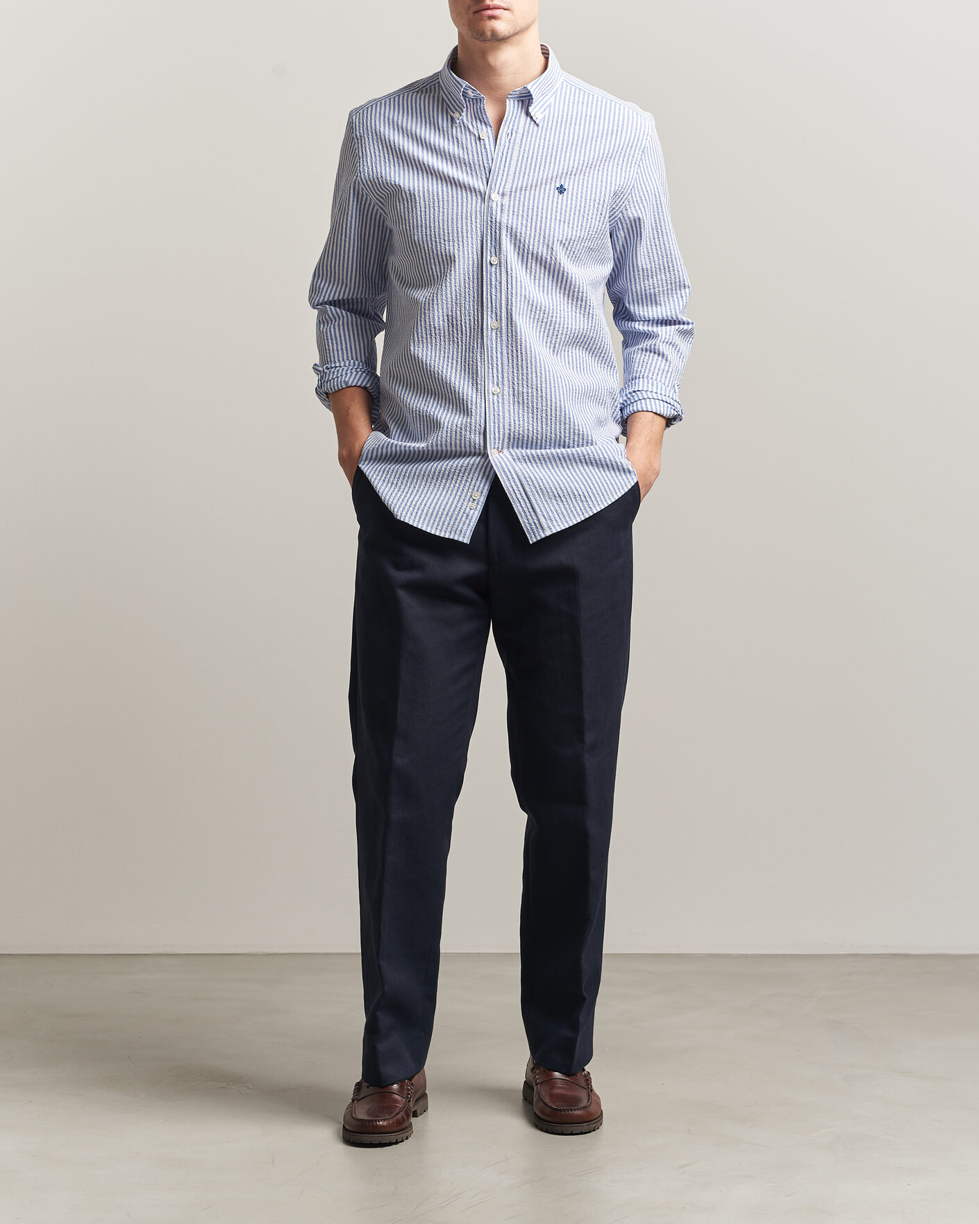 Men | Shirts | Morris | Seersucker Shirt Blue