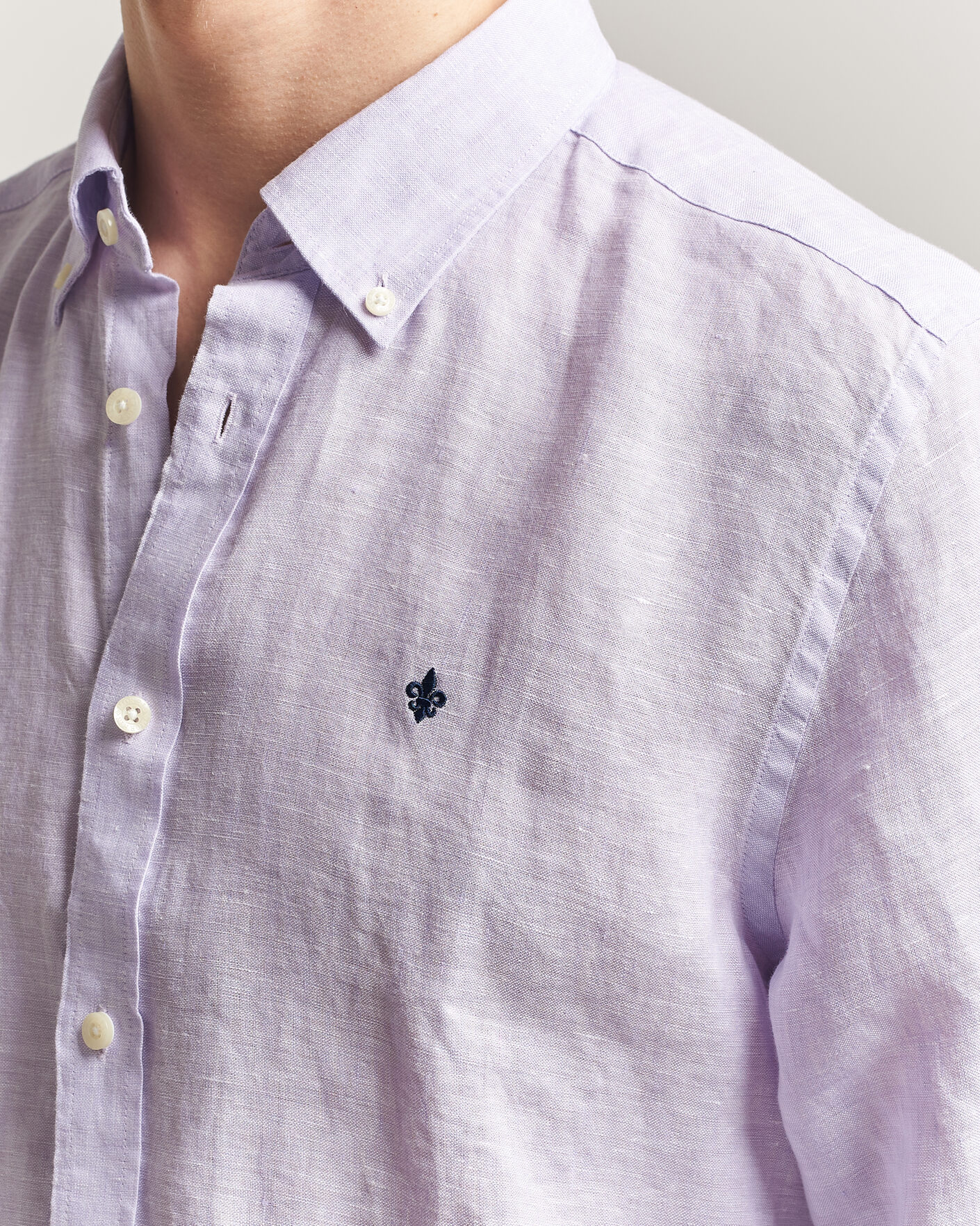 Men | Shirts | Morris | Douglas Button Down Linen Shirt Purple
