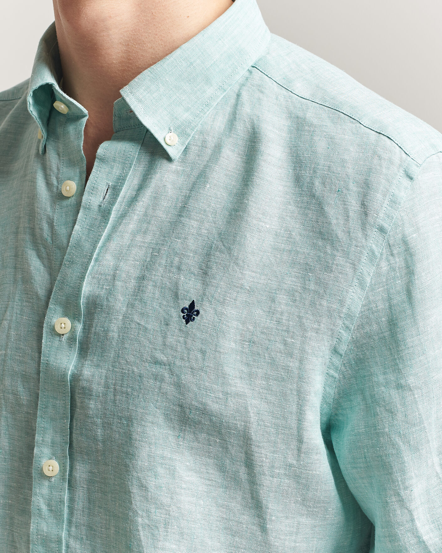 Men | Shirts | Morris | Douglas Button Down Linen Shirt Green
