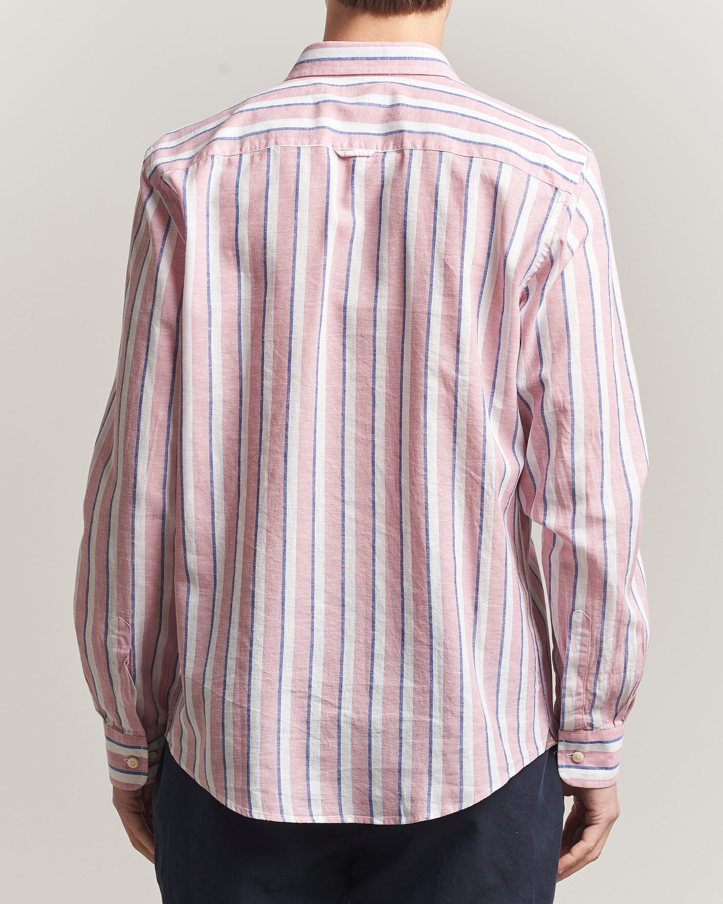 Men | Shirts | Morris | Douglas Linen Striped Shirt Red/White