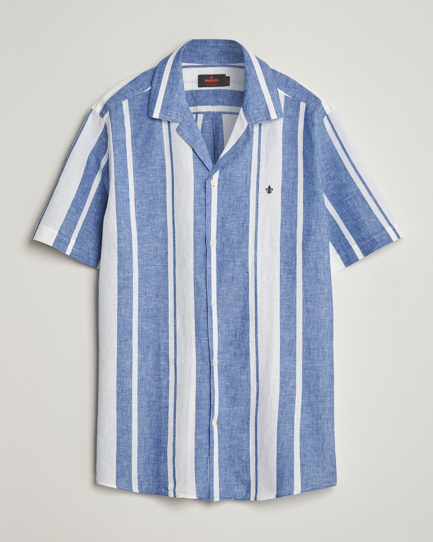 Men | Shirts | Morris | Resort Short Sleeve Linen Shirt Blue
