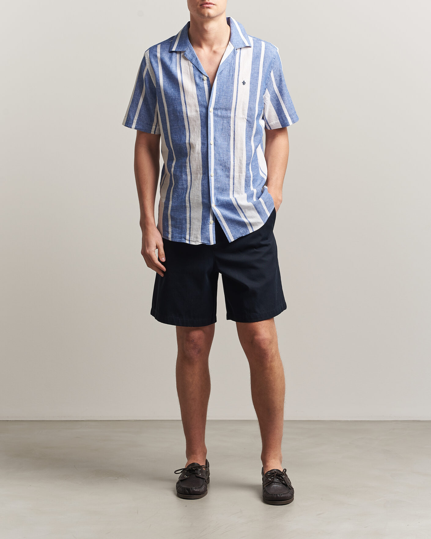 Men | Shirts | Morris | Resort Short Sleeve Linen Shirt Blue