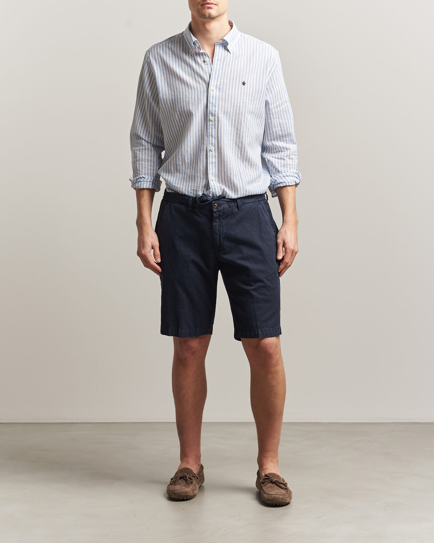 Men | Shirts | Morris | Douglas Striped Linen Shirt Blue/White